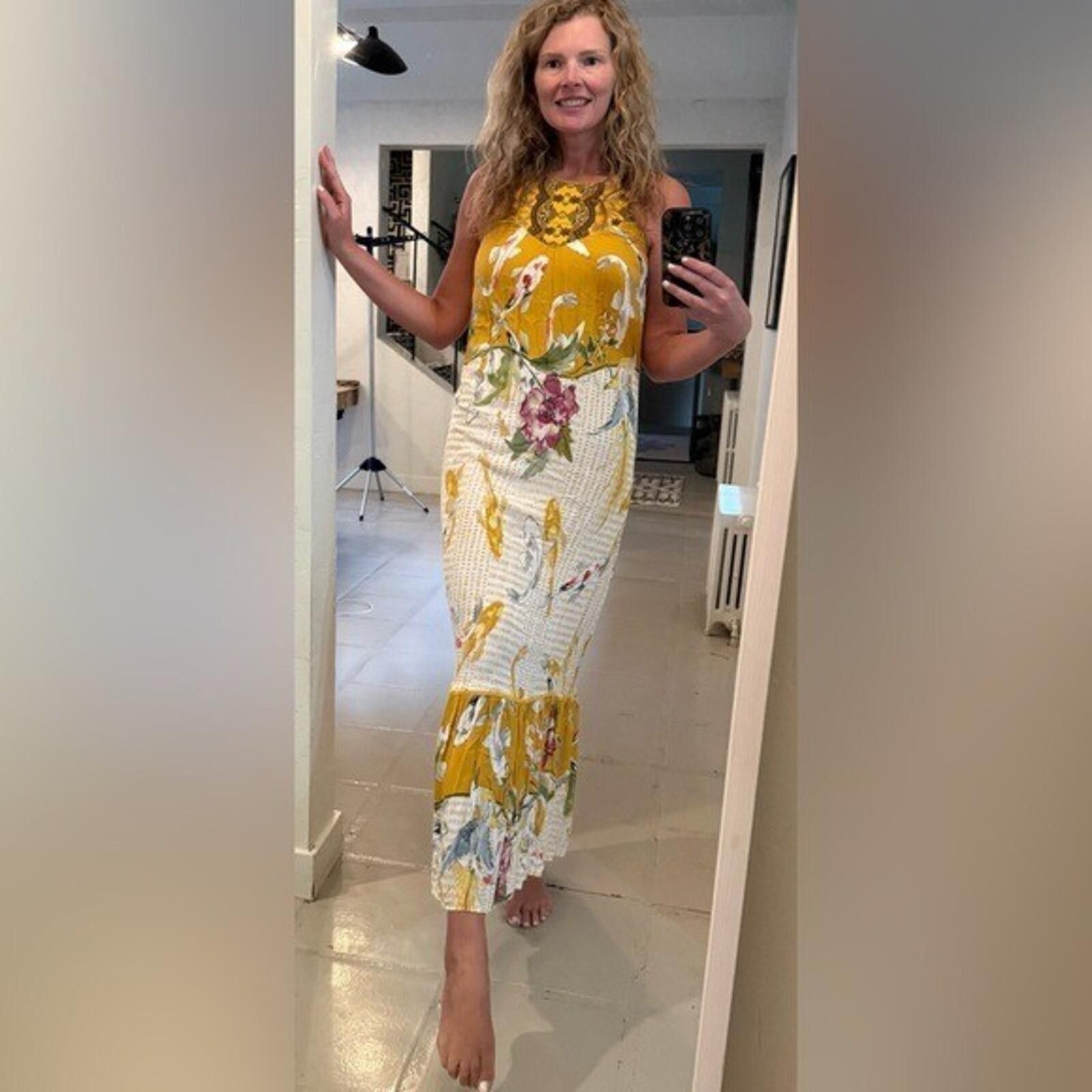 Anthropologie One September Anthro Koi Fish Embroidered Maxi Dress XS Size XS / US 0-2 / IT 36-38 - 2 Thumbnail