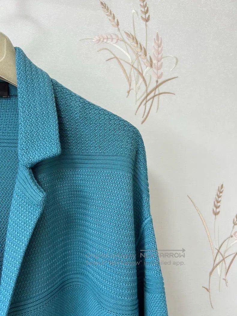 Loro Piana LORO PIANA Haze Blue Green Silk Cotton Mid-Length Knit Jac Size M / US 6-8 / IT 42-44 - 5 Thumbnail