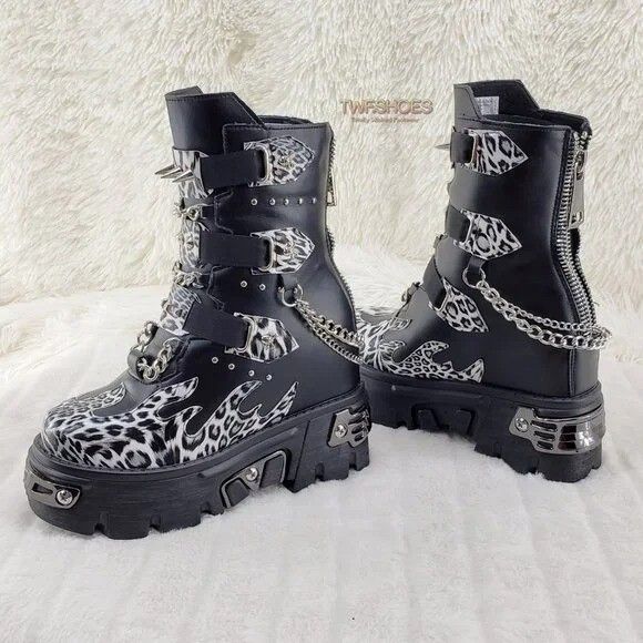 Alexander Wang Anthony Wang Dreamz Punk Goth 2.5" Platform Ankle Boots Leop Size US 6 / IT 36 - 5 Thumbnail