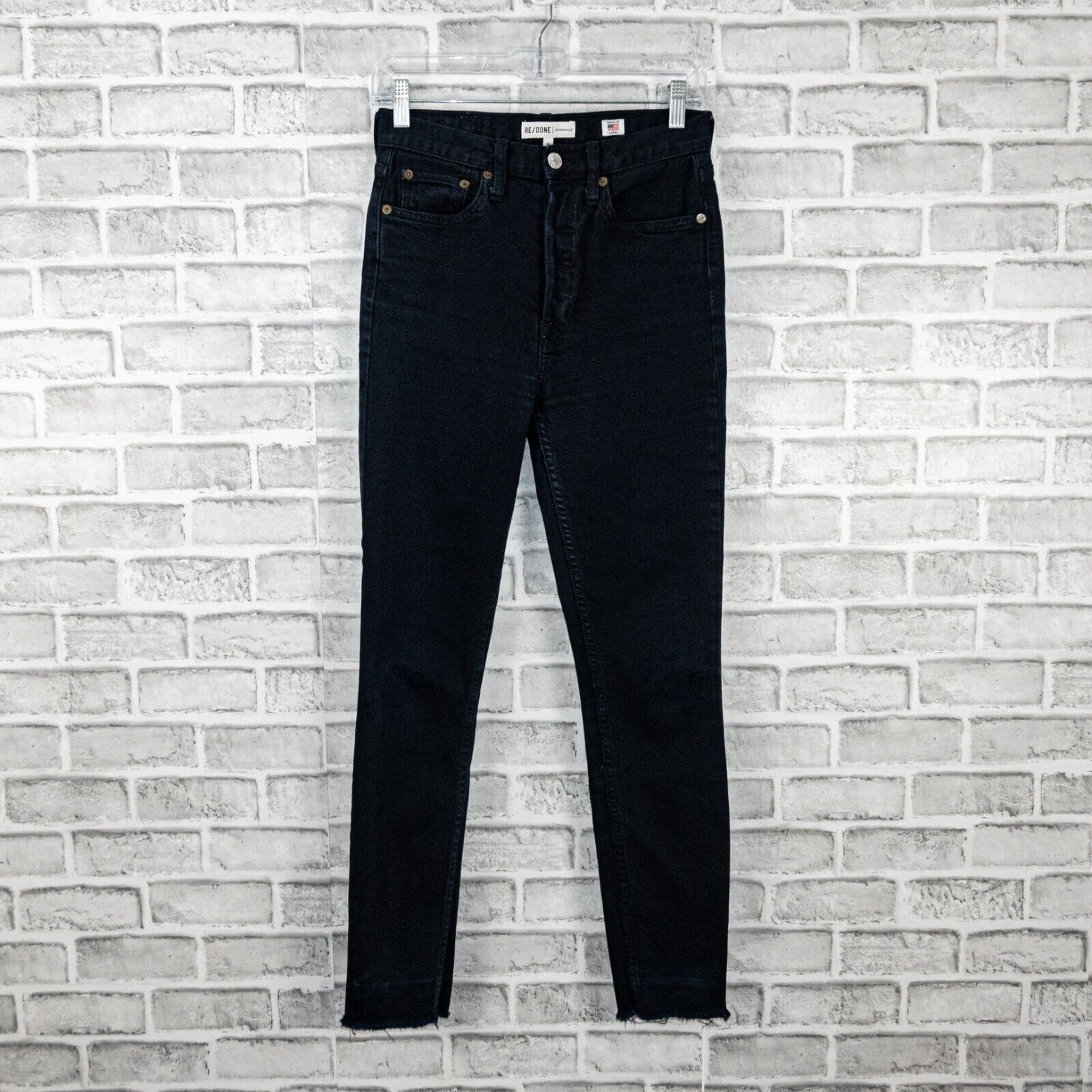 RE/DONE RE/DONE Originals fray crop high rise denim Jeans black/blue Size 25" / US 0 / IT 36 - 14 Thumbnail