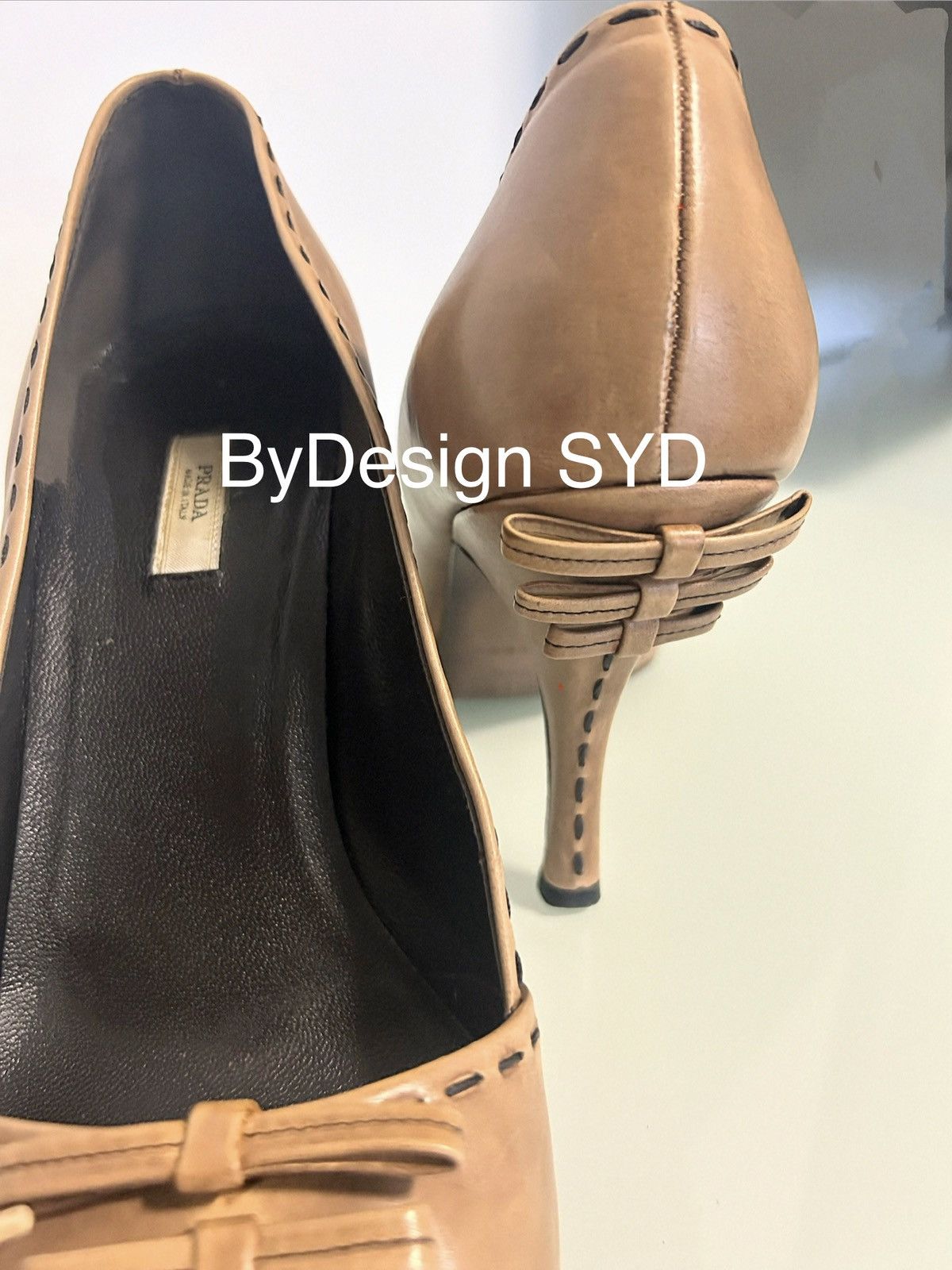 Prada PRADA tan/camel/caramel pointed toe kitten heels Size US 10.5 / IT 40.5 - 7 Thumbnail
