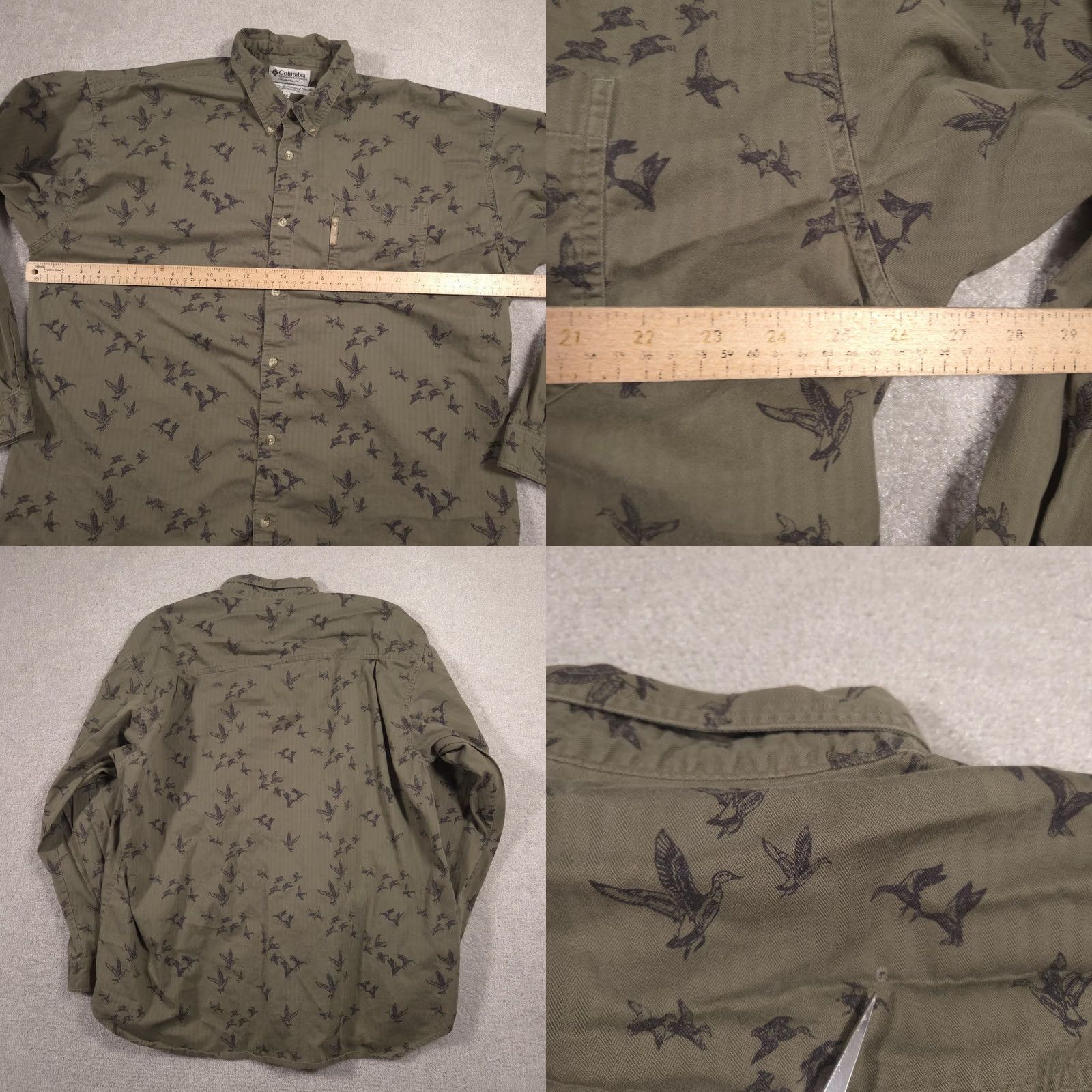 Vintage Columbia Shirt Mens 2XL Green Duck Print Button-Down Long Sleeve Casual Hunting Shirt Size US XXL / EU 58 / 5 - 8 Thumbnail