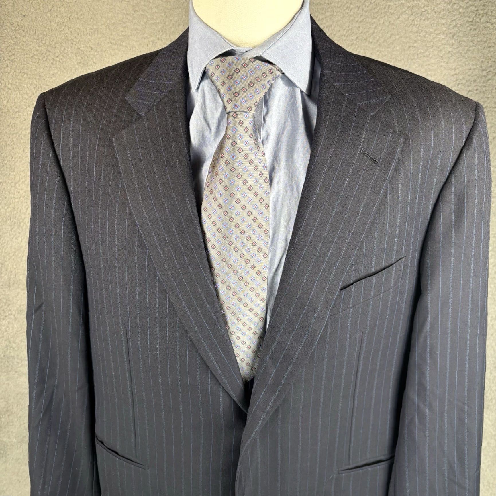 Pal Zileri Pal Zileri Loro Piana Blazer 44L Navy Pinstripe Wool Italy Blazer Men 44 Long Notch Lapel Double-Vented Wool Italy Blazer, Dry Clean Only, Brown? Size 44R - 3 Thumbnail