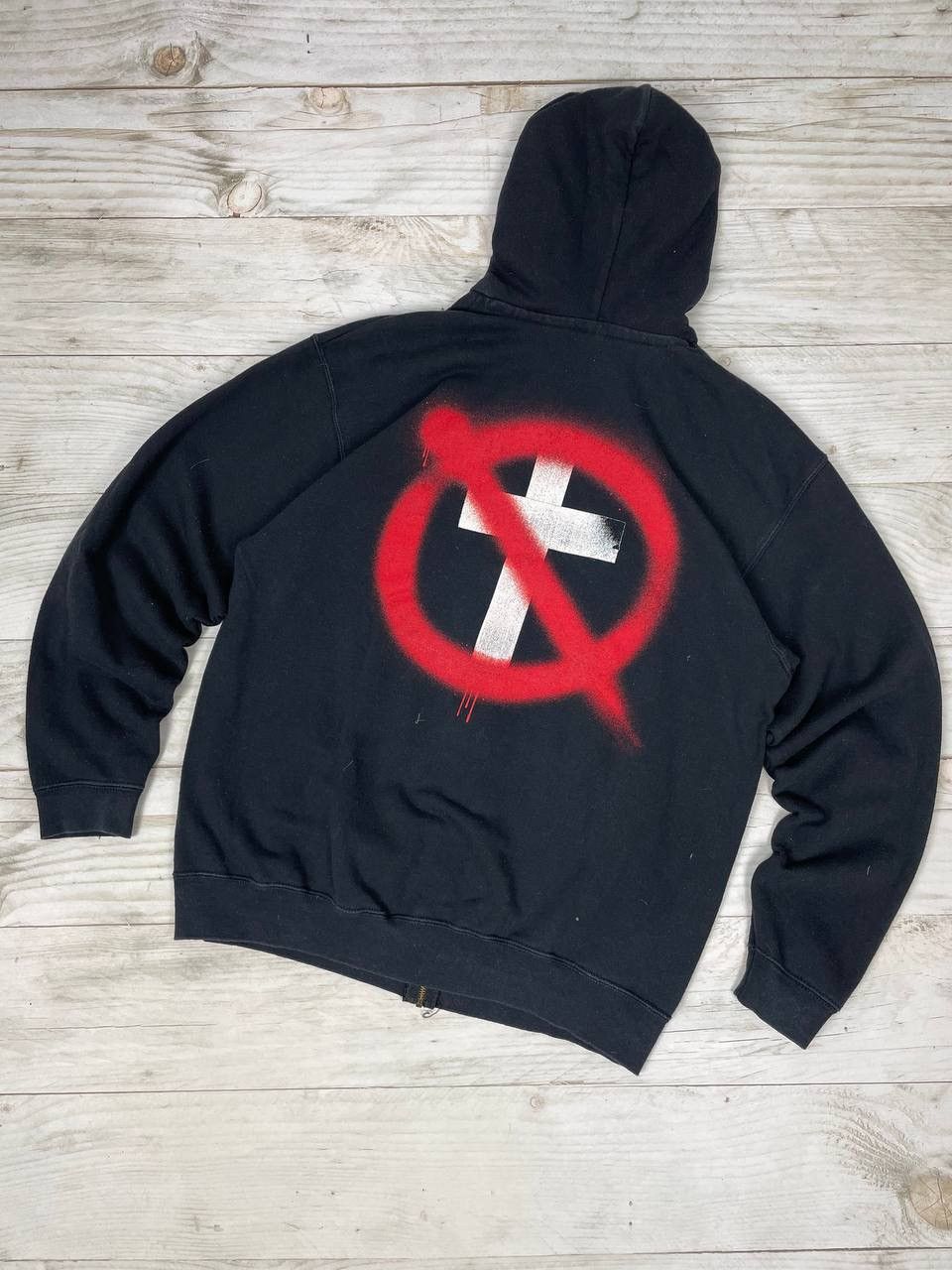 image of Band Tees x Rock T Shirt Vintage Bad Relegion Hoodie Full Zip 2000S Rock Band Size L in Black, Men'