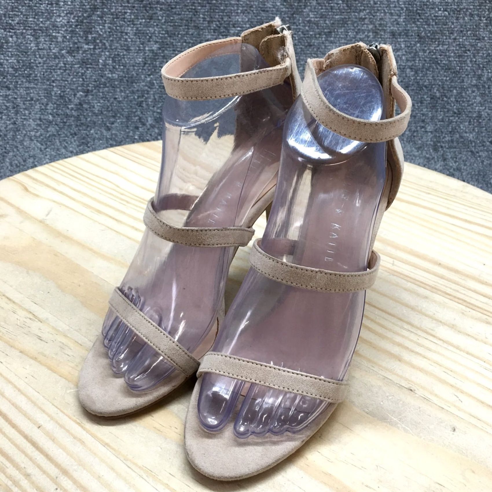 Vintage Kelly And Katie Heels Womens 7 Cleo Dress Back Zip Ankle Strappy Brown Fabric Size M / US 6-8 / IT 42-44 - 6 Thumbnail