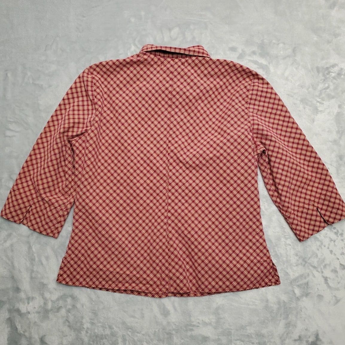 Abercrombie & Fitch VINTAGE Abercrombie & Fitch Shirt Womens Large Maroon Plaid 3/4 Sleeve Button-Up Casual Cotton Size L / US 10 / IT 46 - 6 Thumbnail