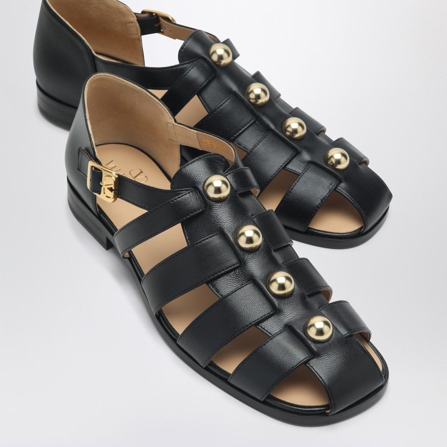 Valentino o1d2blof1025 Stud Leather Sandals in Black Size US 9 / EU 42 - 4 Thumbnail