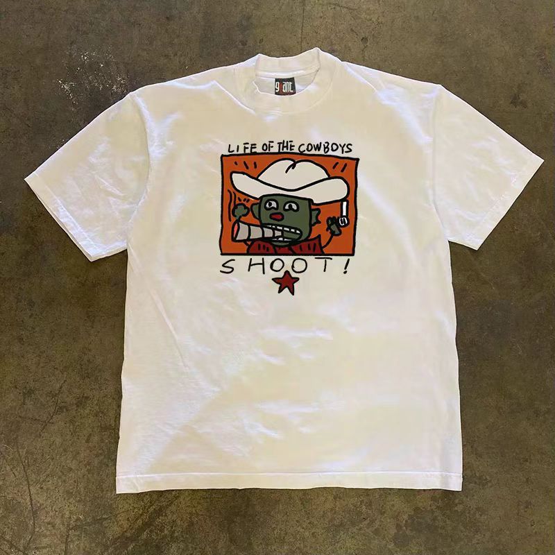 Vintage Casual retro cartoon cowboy pattern tshirt Size US M / EU 48-50 / 2 - 1 Thumbnail