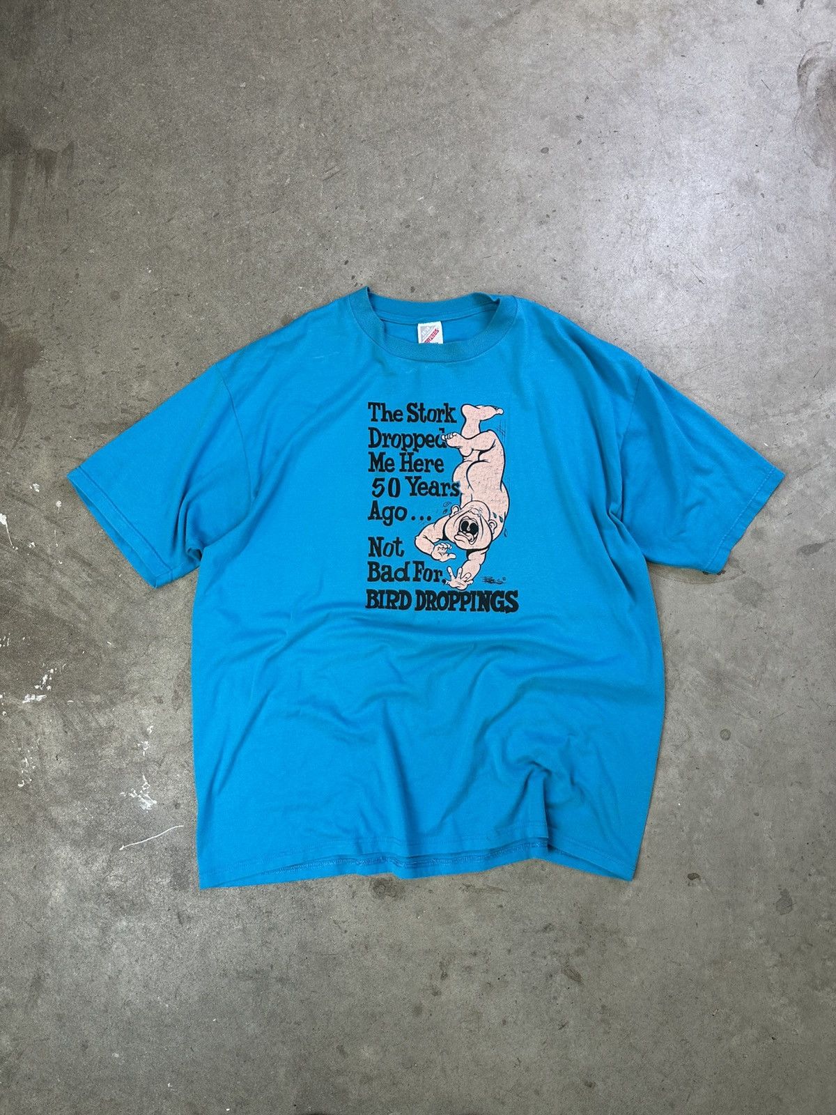 Vintage Vintage Humor Tee Bird Droppings Funny XL Baby Blue 80s Size US XL / EU 56 / 4 - 1 Thumbnail