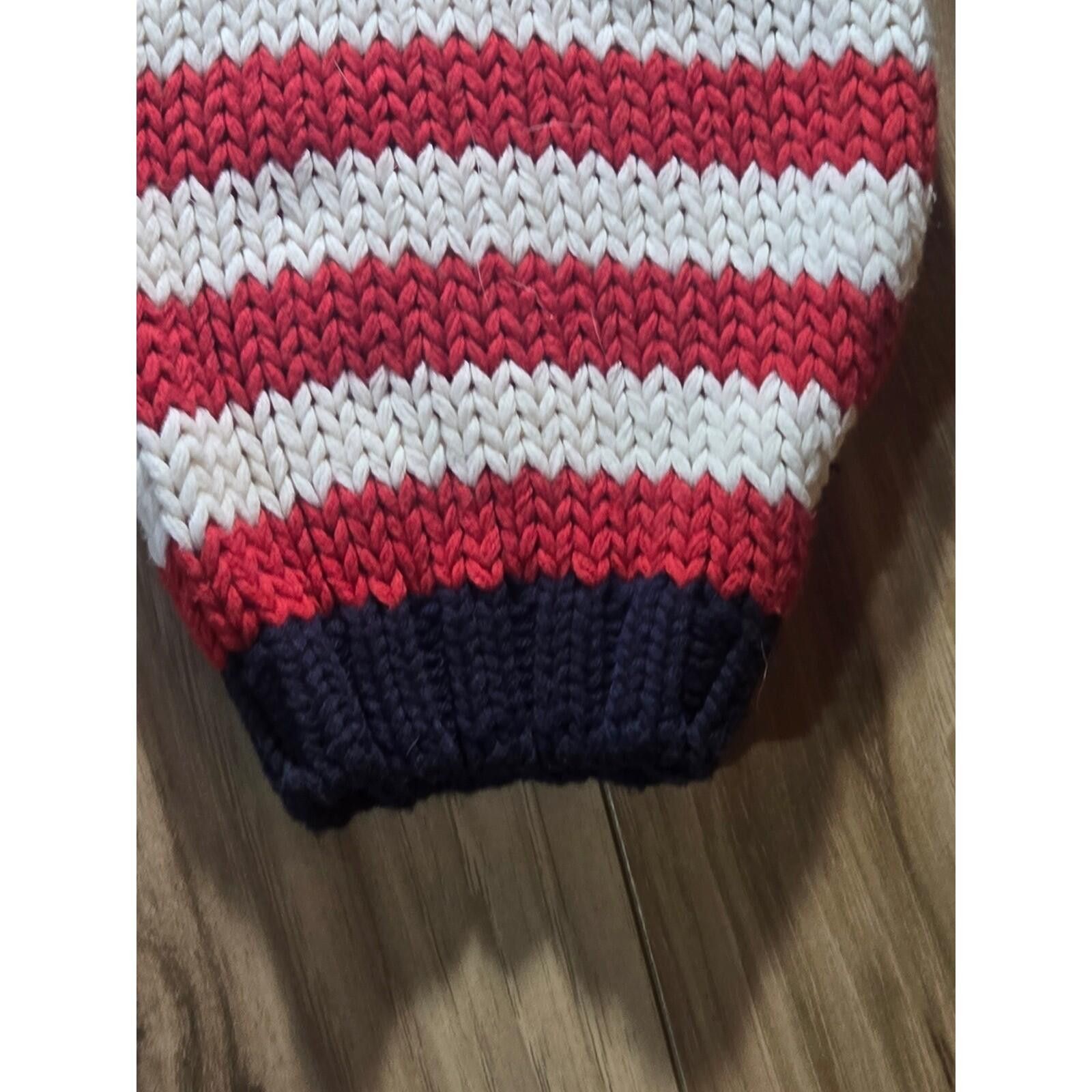 Vivienne Westwood Vici Red White Blue Striped Chunky Knit V-Neck Sweater Size M / US 6-8 / IT 42-44 - 4 Thumbnail