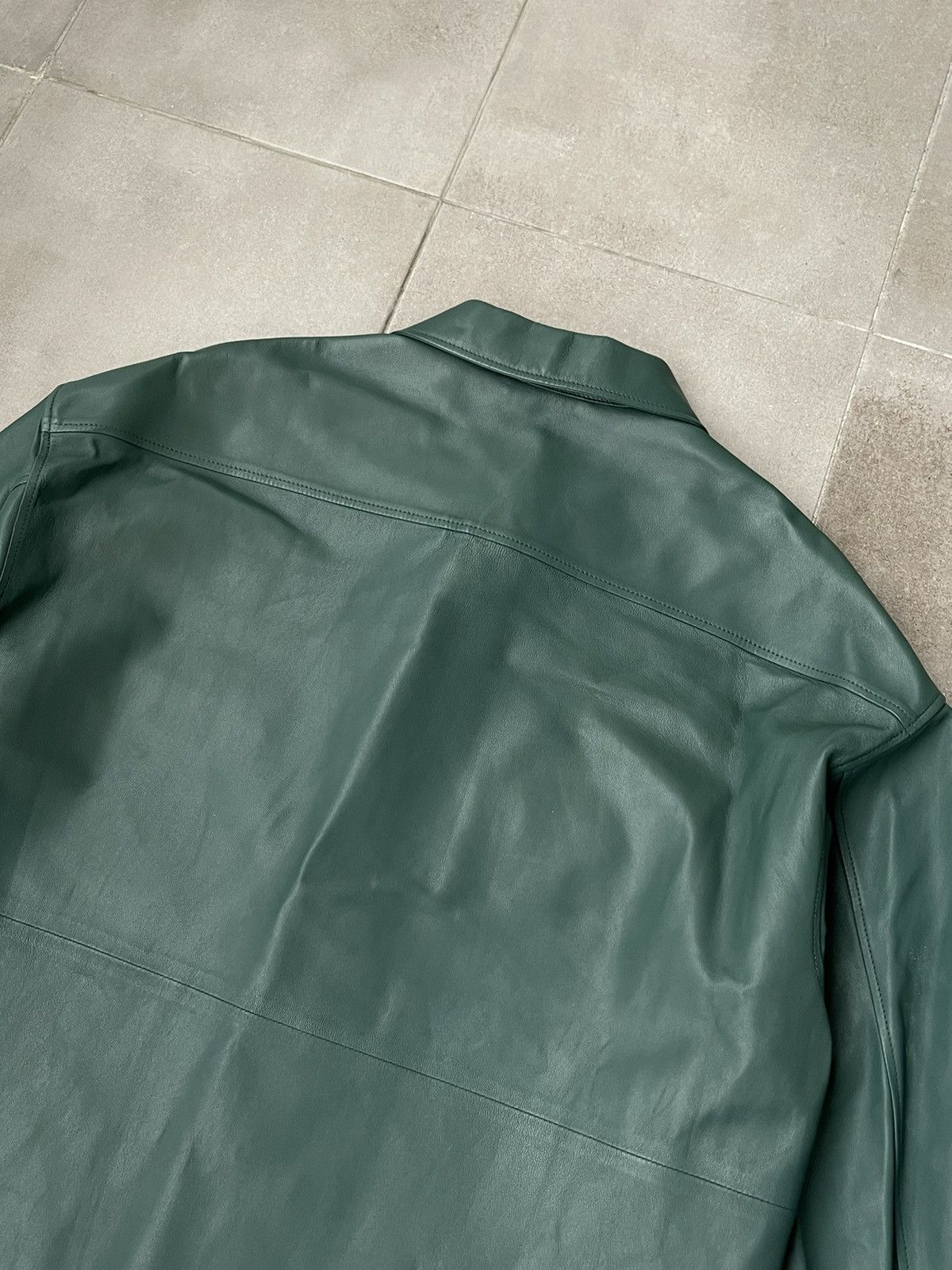 Frame !DS! SS23 Frame Dark Green Leather Shirt Jacket Size US M / EU 48-50 / 2 - 19 Thumbnail