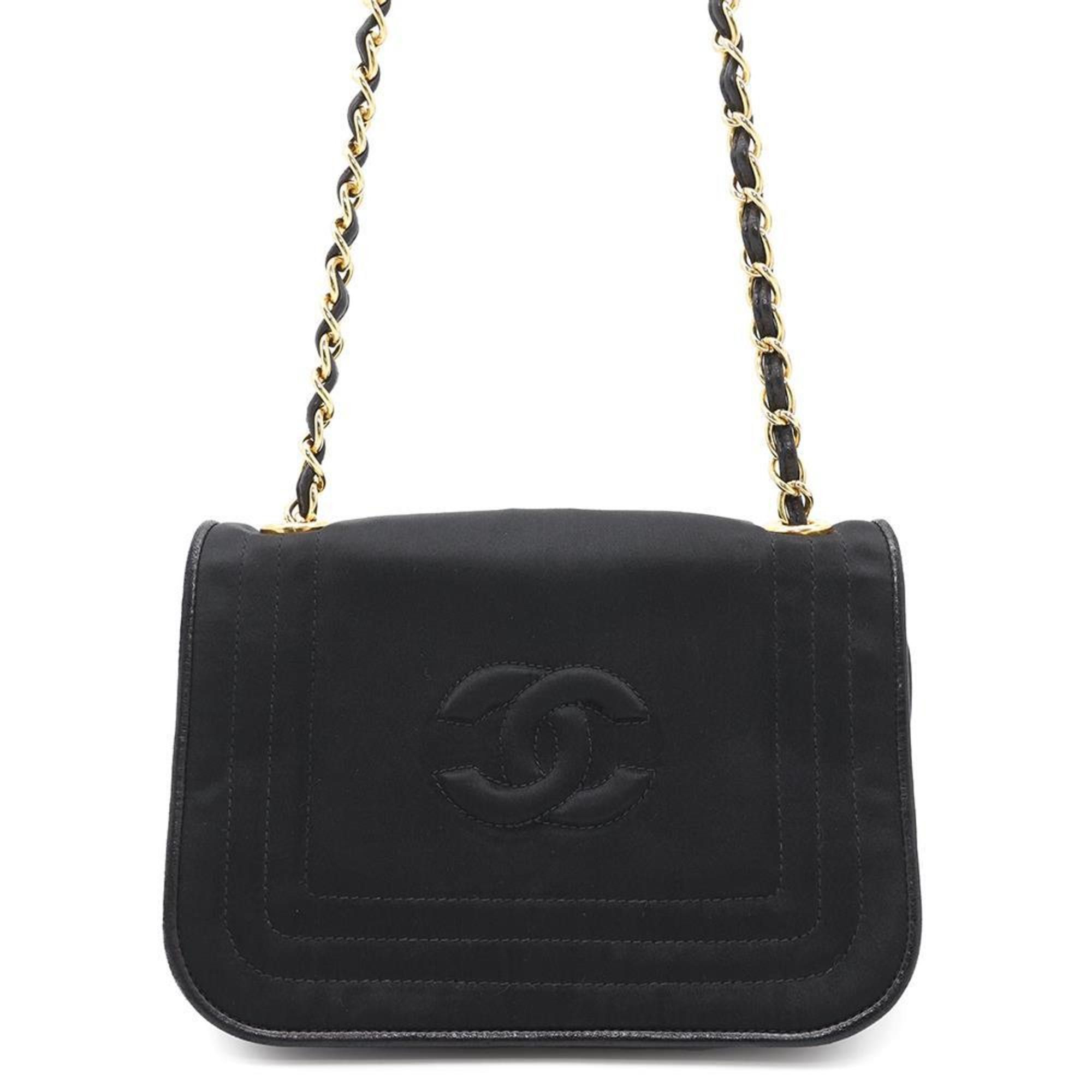 Chanel Chain Shoulder Bag Coco Mark Nylon Chanel Black, Women's