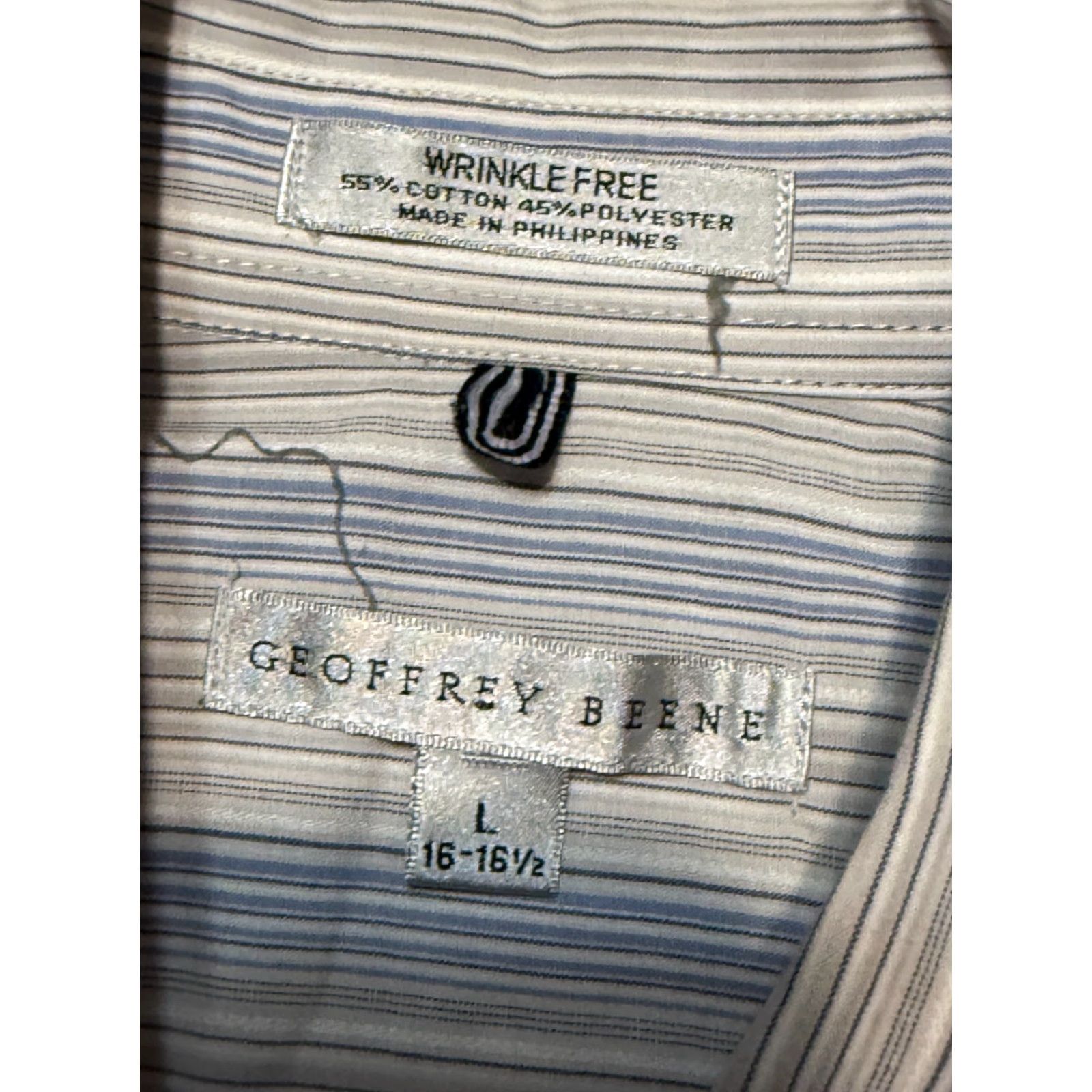 Geoffrey Beene Geoffrey Beene Shirt Men's Large 16-16.5 Blue Stripe Button Up Shirt Size US L / EU 52-54 / 3 - 5 Thumbnail