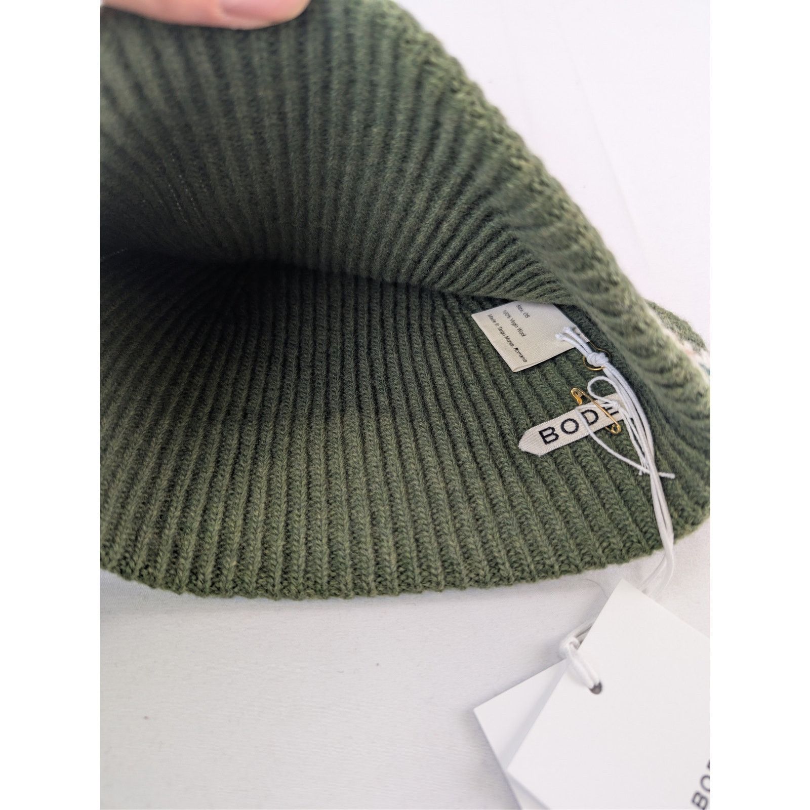 Bode o1rshd1 Size: OS / 100% Virgin Wool Beanie Cap / Hat Green Size ONE SIZE - 7 Thumbnail