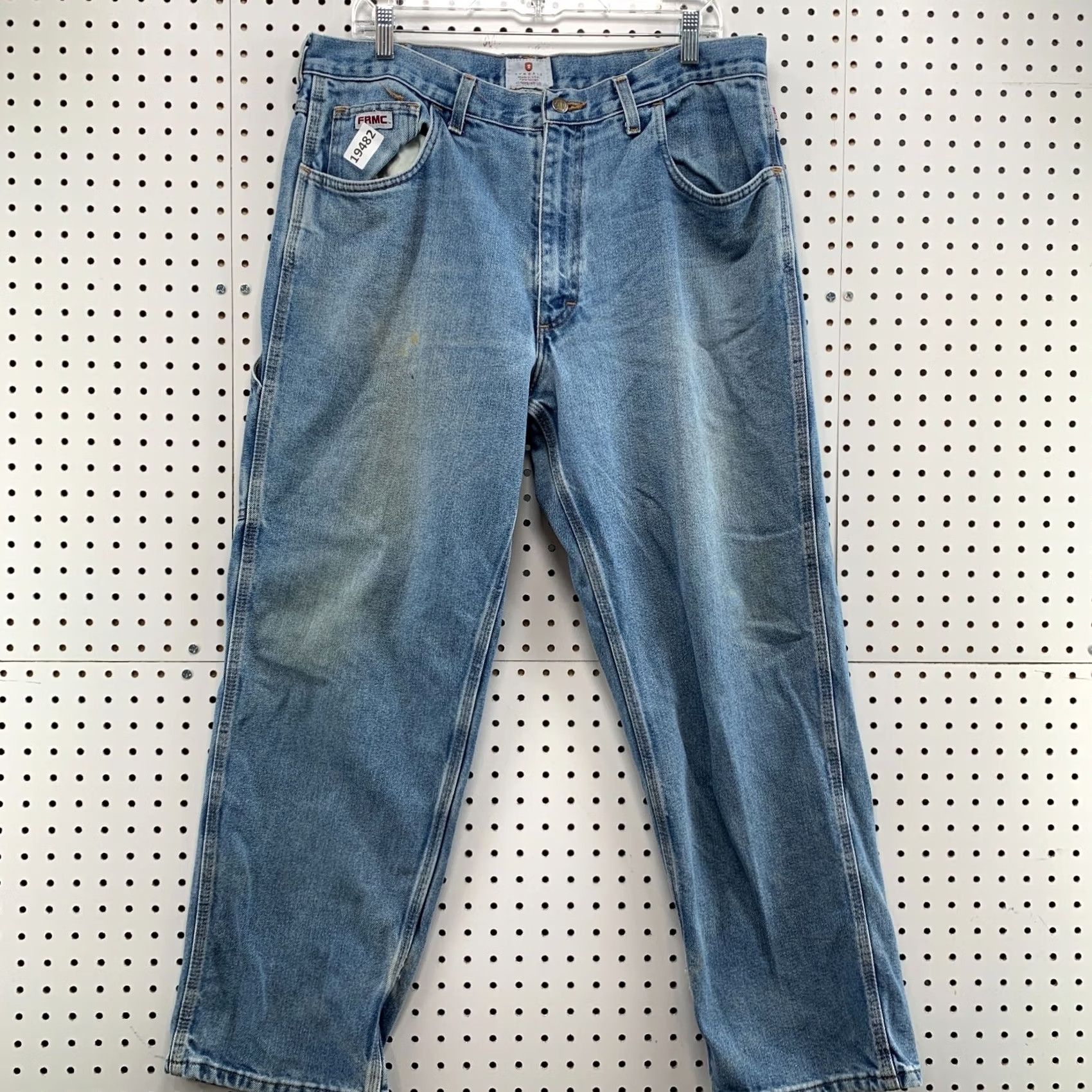 Denime Tyndale Denim Jeans Flame Resistant Blue Carpenter Pants Mens Fit 35x30 Straight Size US 35 - 2 Thumbnail