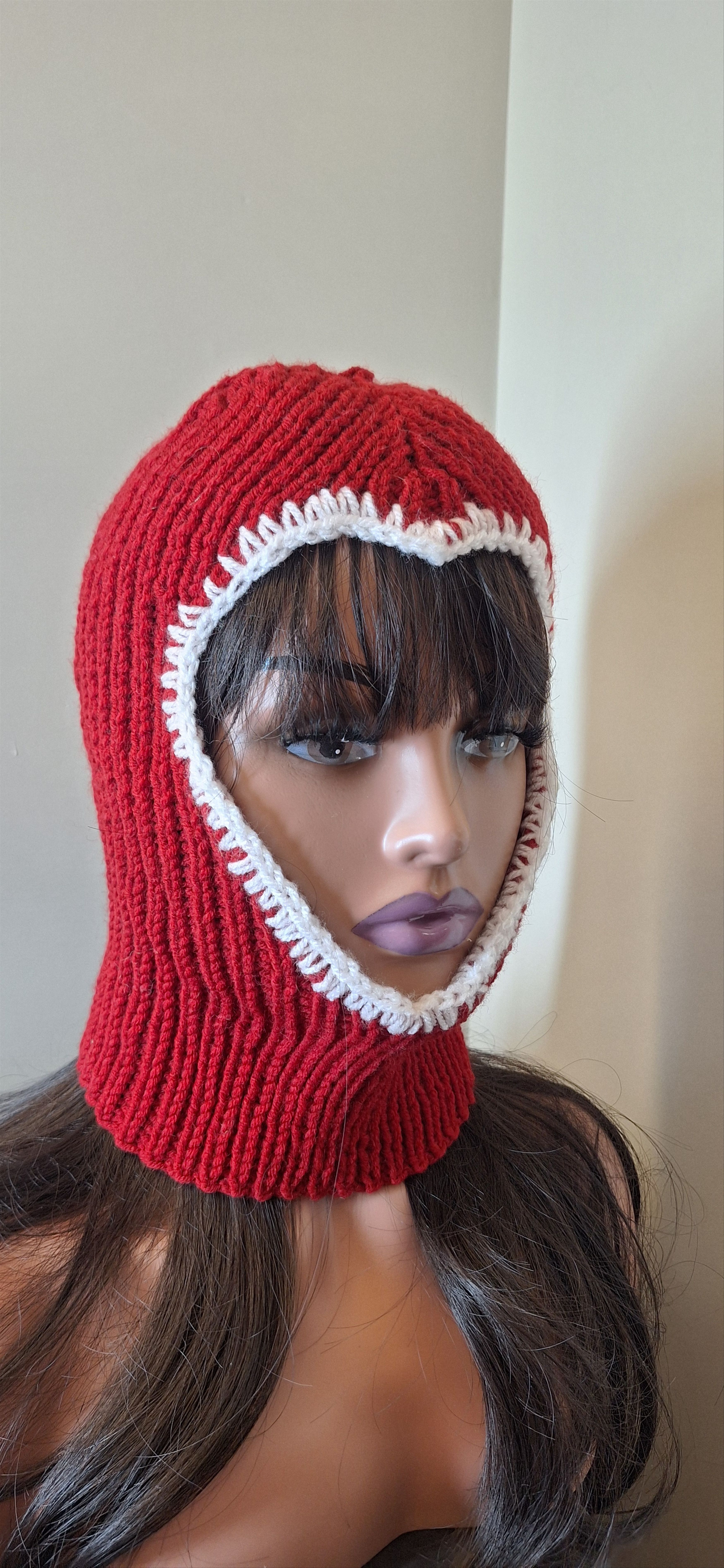 Other Handmade Wool Blend Balaclava – Red – Art Moodwear – 1-of-1 Size ONE SIZE - 4 Thumbnail