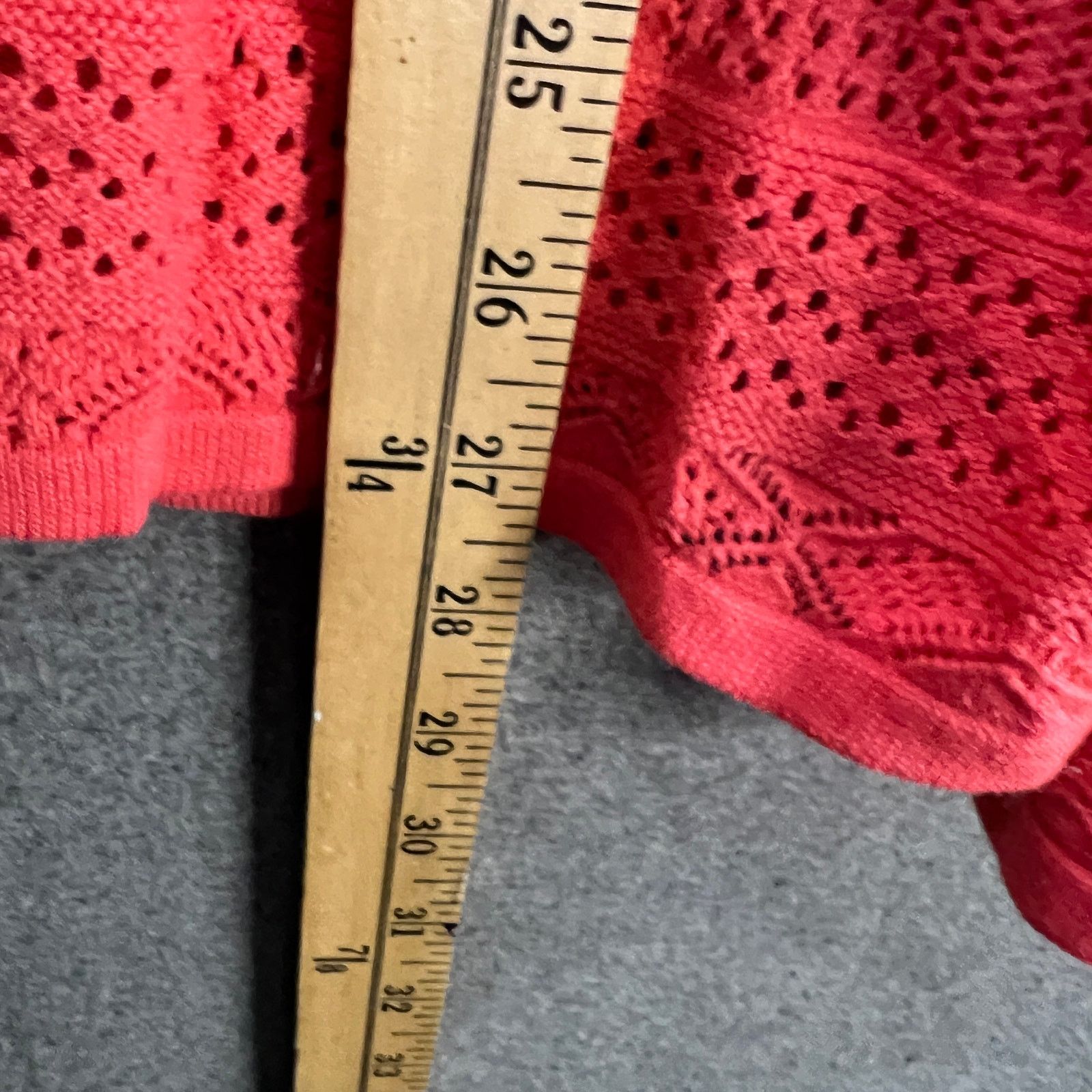 Other Joan Rivers Crochet Stripe Open Front Cardigan Coral Size M / US 6-8 / IT 42-44 - 4 Thumbnail