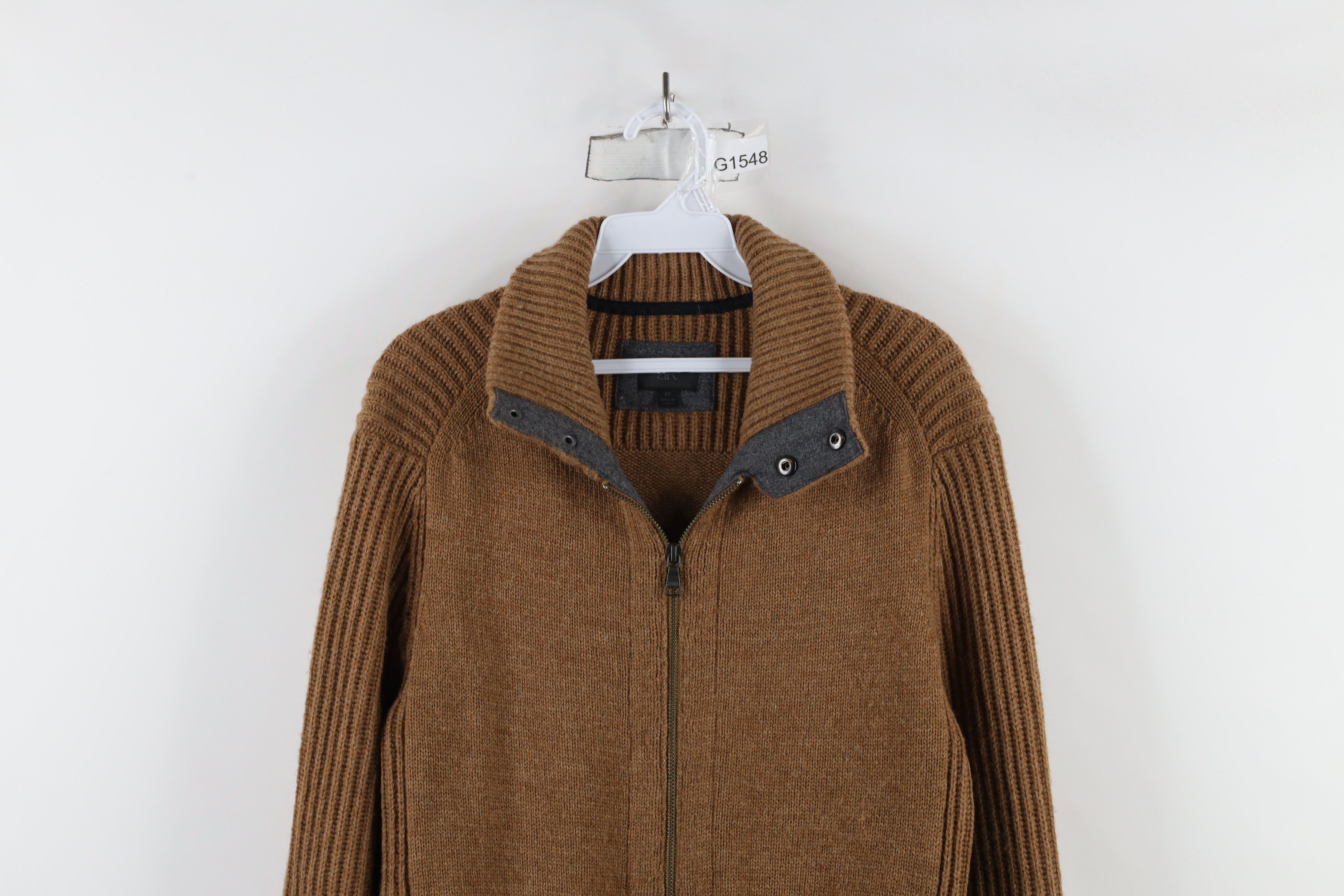 Banana Republic × Vintage Banana Republic Camel Chunky Ribbed Knit Full Zip Sweater Size US M / EU 48-50 / 2 - 2 Thumbnail