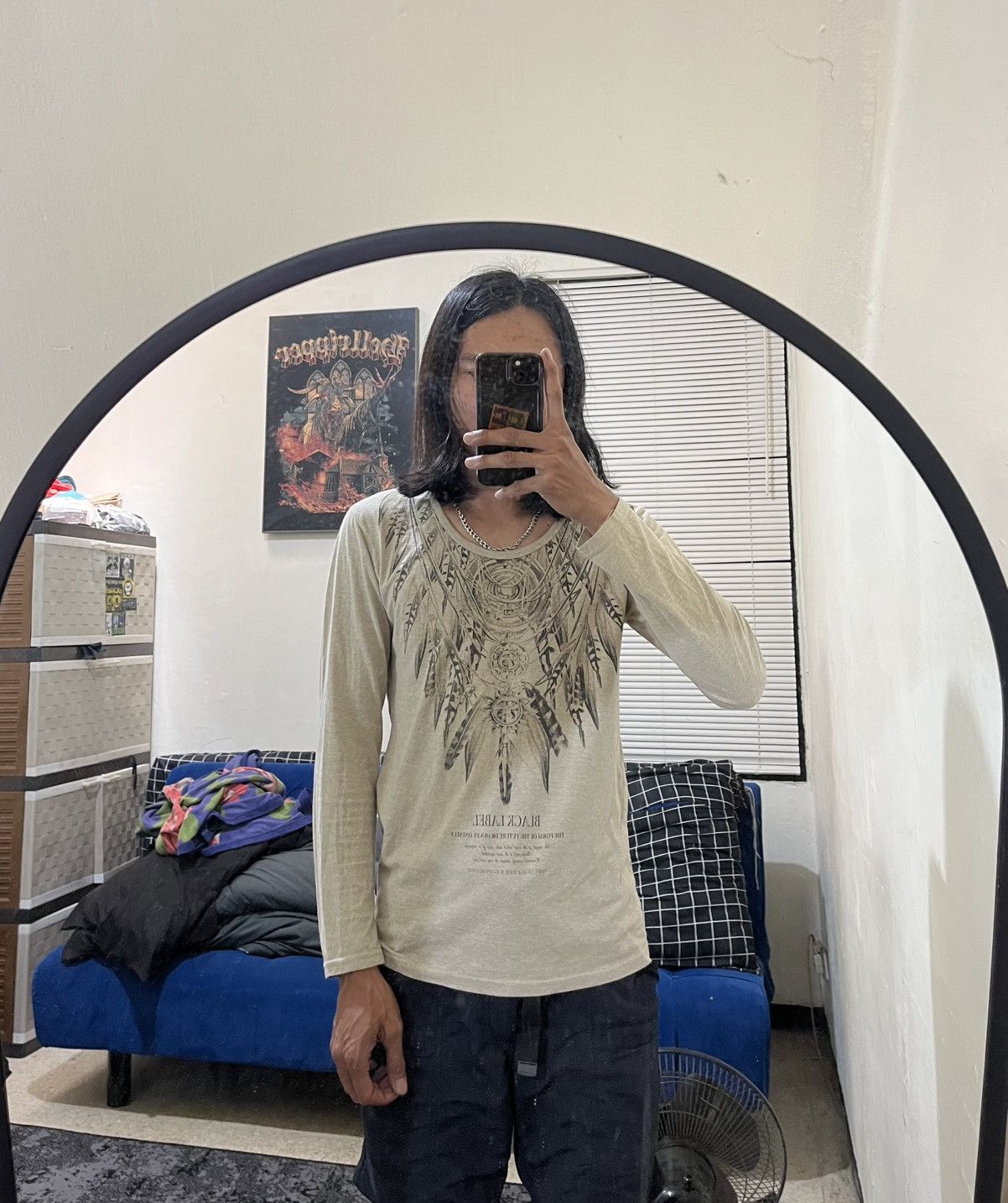 Le Grande Bleu (L.G.B.) Berning sho feather graphic long sleeve tee vkei style Size US M / EU 48-50 / 2 - 8 Thumbnail