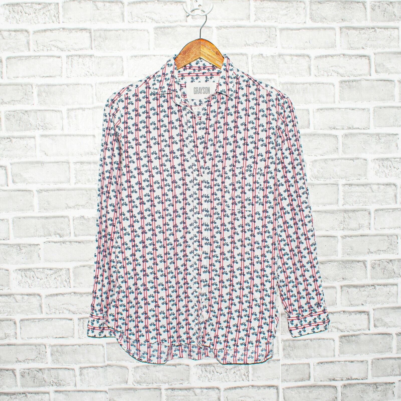 Anthropologie GRAYSON The HERO Bicycles Print Button up Shirt Size M / US 6-8 / IT 42-44 - 2 Thumbnail