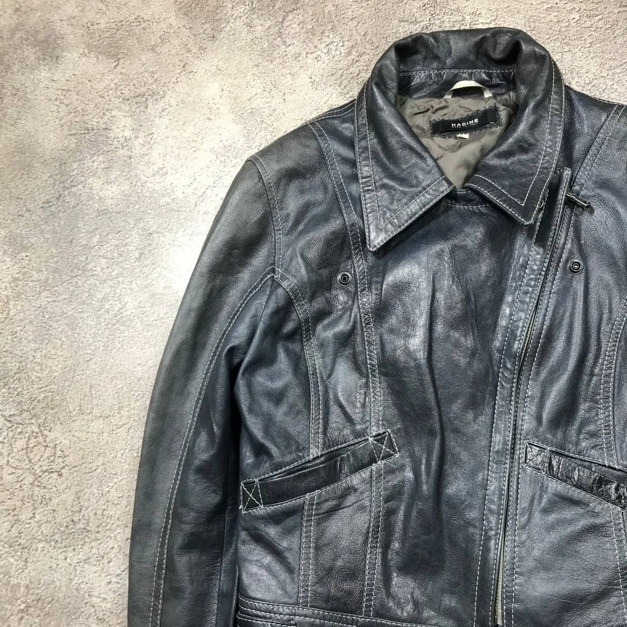 Vintage Vintage 90s Faded Black Leather Jacket Streetwear Graphic M Size M / US 6-8 / IT 42-44 - 2 Thumbnail