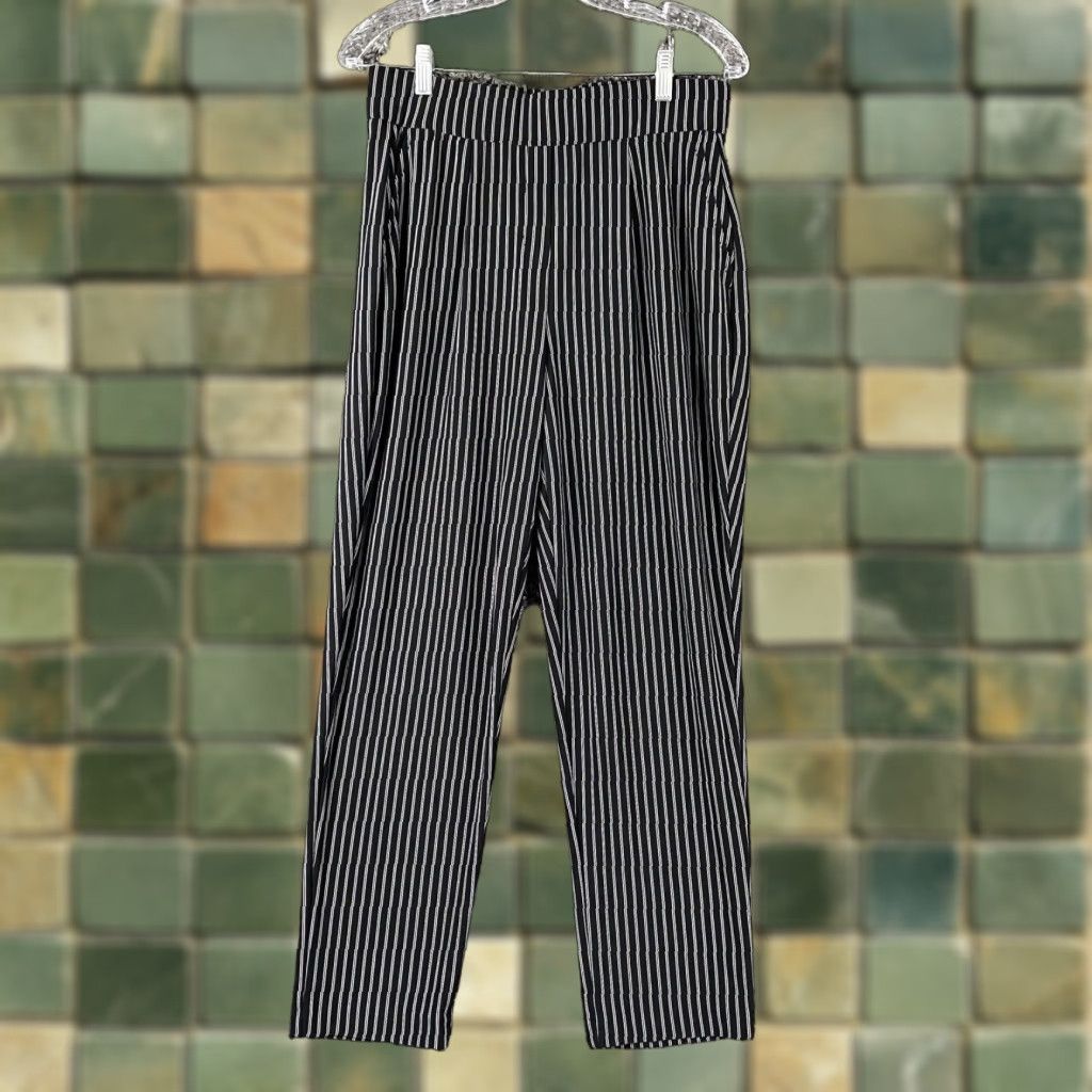 Vintage Hilary Radley Dress Pants Women M Black White Striped Pants - Women’s Medium Striped Trousers Size 32" / US 10 / IT 46 - 1 Thumbnail