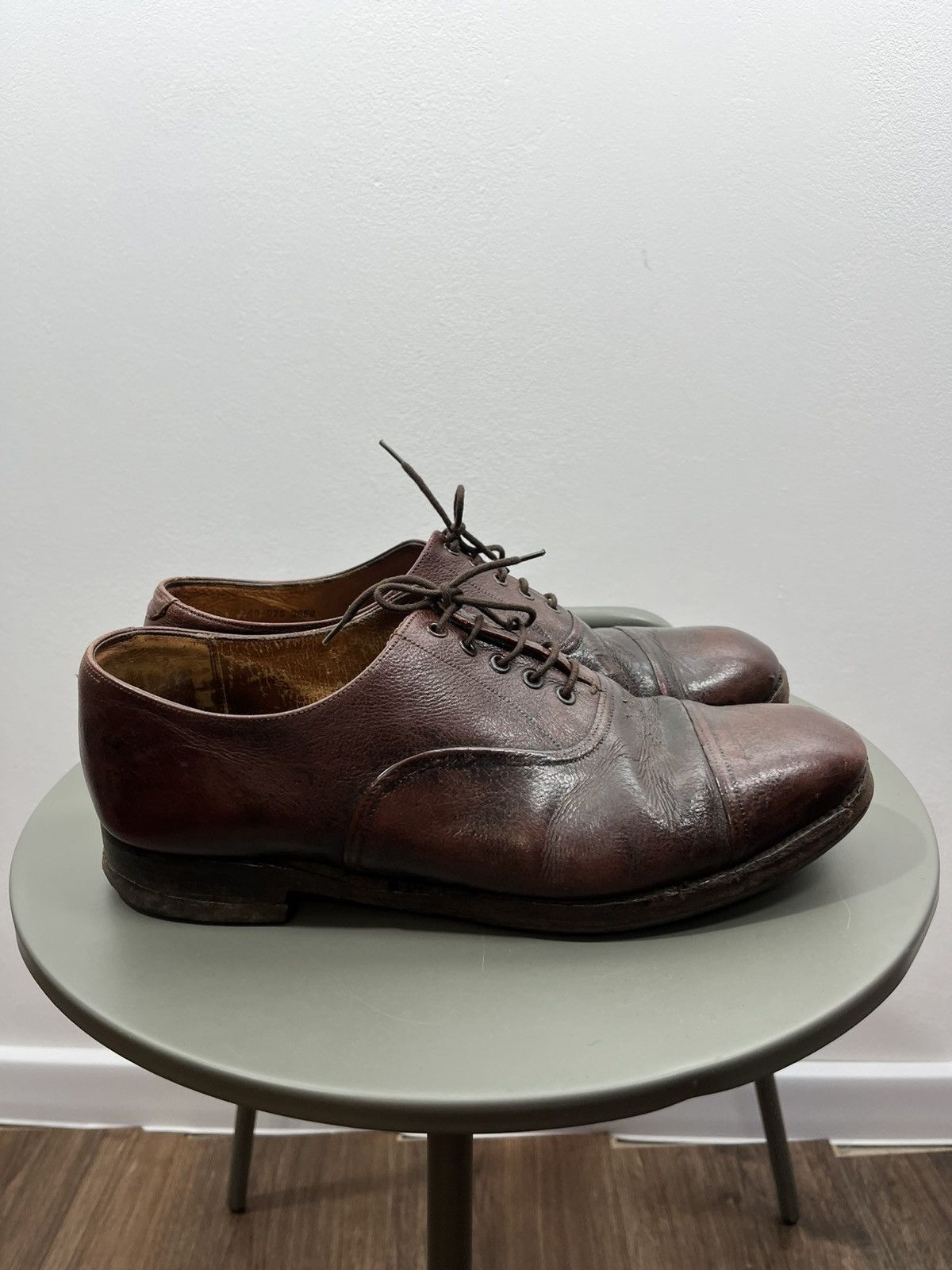 Sanders Sanders 1980 Distressed Brown Leather Cap Toe Oxford Shoes Size US 10 / EU 43 - 3 Thumbnail