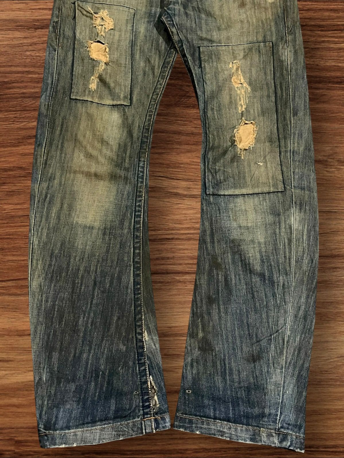 If Six Was Nine × Japanese Brand × Le Grande Bleu (L.G.B.) Japan Tough Jeans Smith Military Double Knee Distressed Jean Size US 32 / EU 48 - 12 Thumbnail