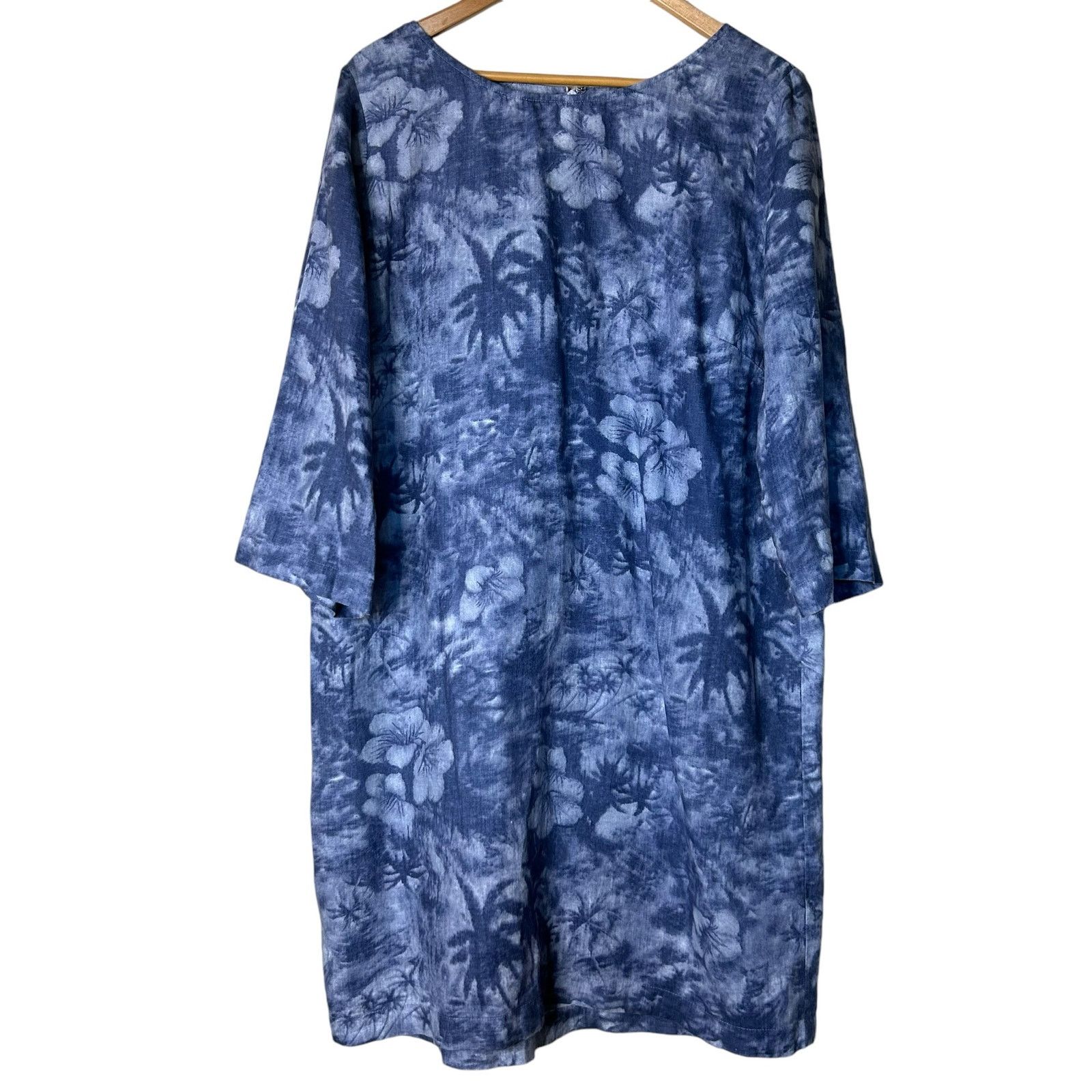 J. Jill J. Jill Dress 100% Linen Floral Hawaiian Vacation Size 18 Size XXL / US 16-18 / IT 52-54 - 1 Thumbnail