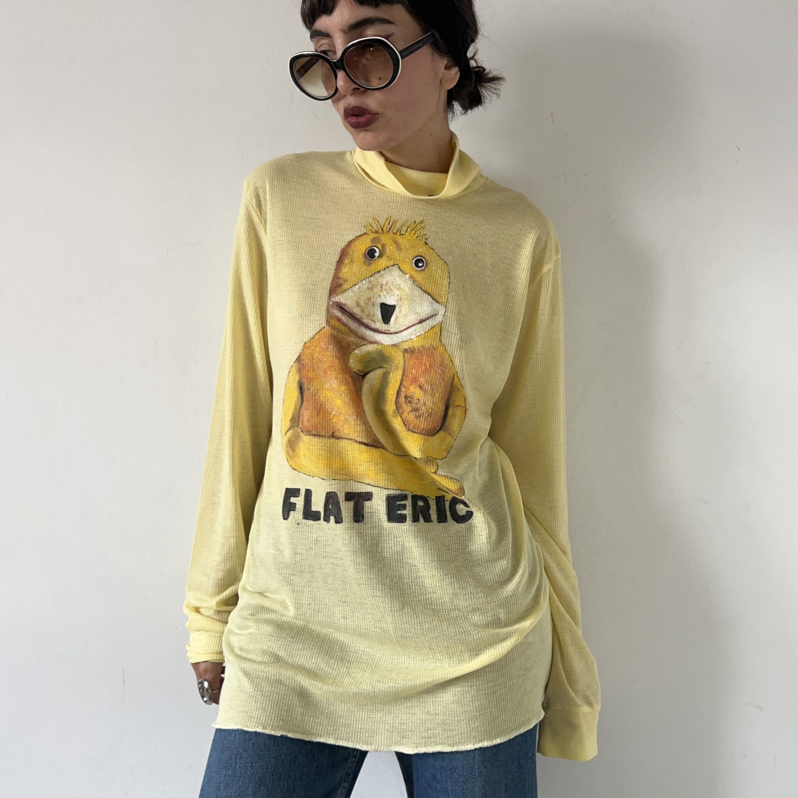 Vintage Custom made Flat Eric Vintage yellow turtleneck knit sweater Size XXL / US 16-18 / IT 52-54 - 1 Thumbnail