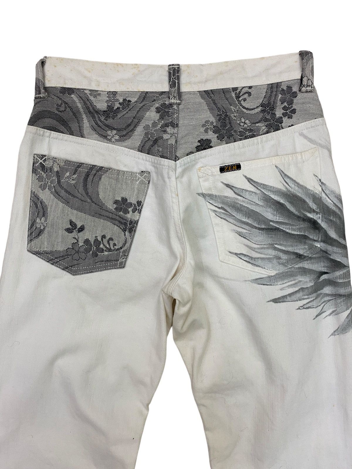 Japanese Brand Vintage Kyoto Japan Bird Art White Denim Pant Size US 28 / EU 44 - 7 Thumbnail