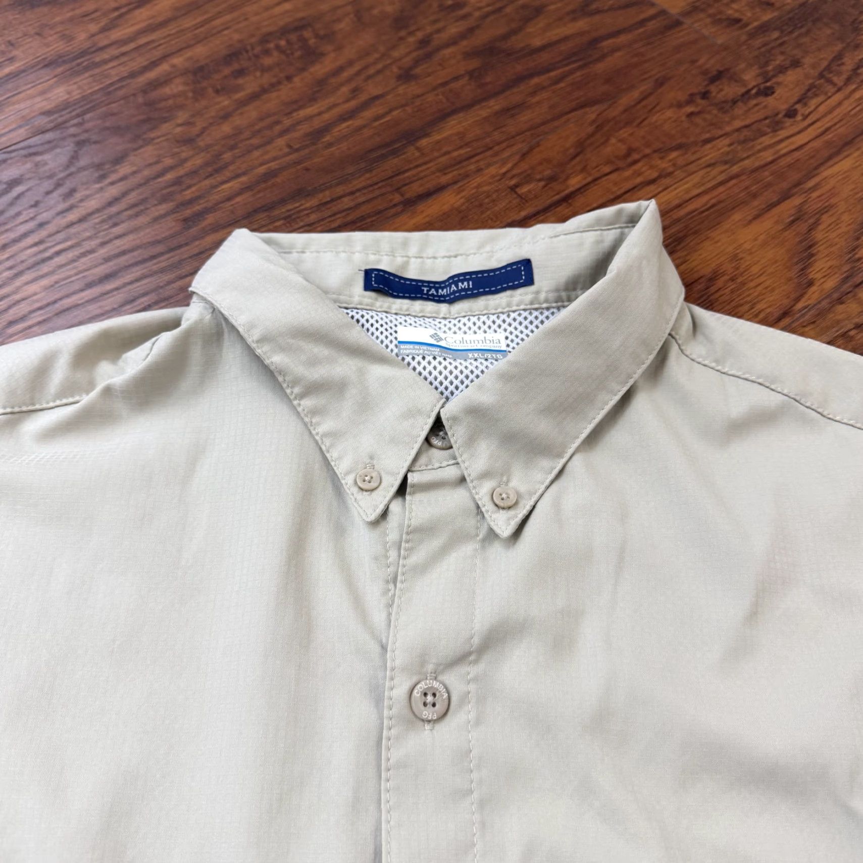Vintage Columbia Shirt Mens 2XL Beige Tamiami Fishing Outdoor Long Sleeve Button-Up Vented Size US XXL / EU 58 / 5 - 4 Thumbnail