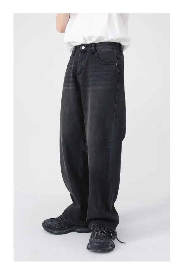 Japanese Brand Kahori x Miwa Men's washed black wide-leg straight jeans Size US 32 / EU 48 - 2 Thumbnail