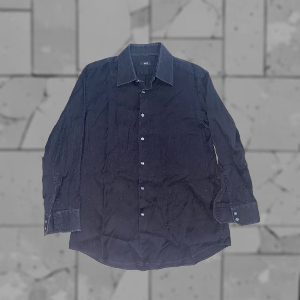 Hugo Boss VINTAGE Boss Hugo Boss Mens Black Courdaroy Button-Down Shirt Sz 17 Mens Button-Up Long Sleeve Black 90s (if applicable) Size US XL / EU 56 / 4 - 1 Thumbnail