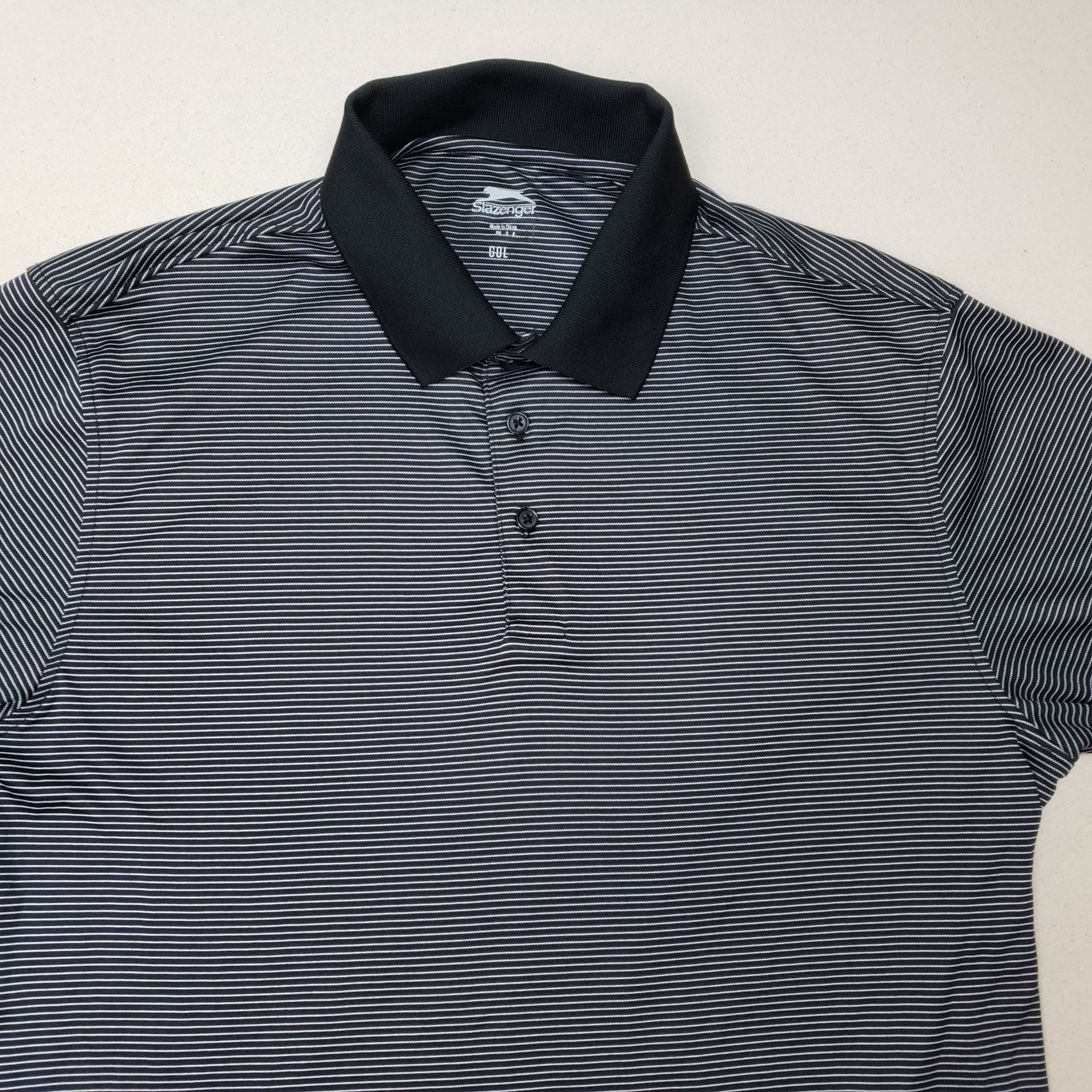 Other Slazenger Men's Golf Polo Shirt Black/White Stripe Short Slv Size US L / EU 52-54 / 3 - 3 Thumbnail