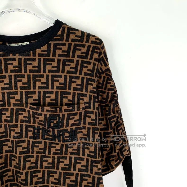 Fendi Fendi Dark brown logo letter all-over print cotton round n Size L / US 10 / IT 46 - 3 Thumbnail