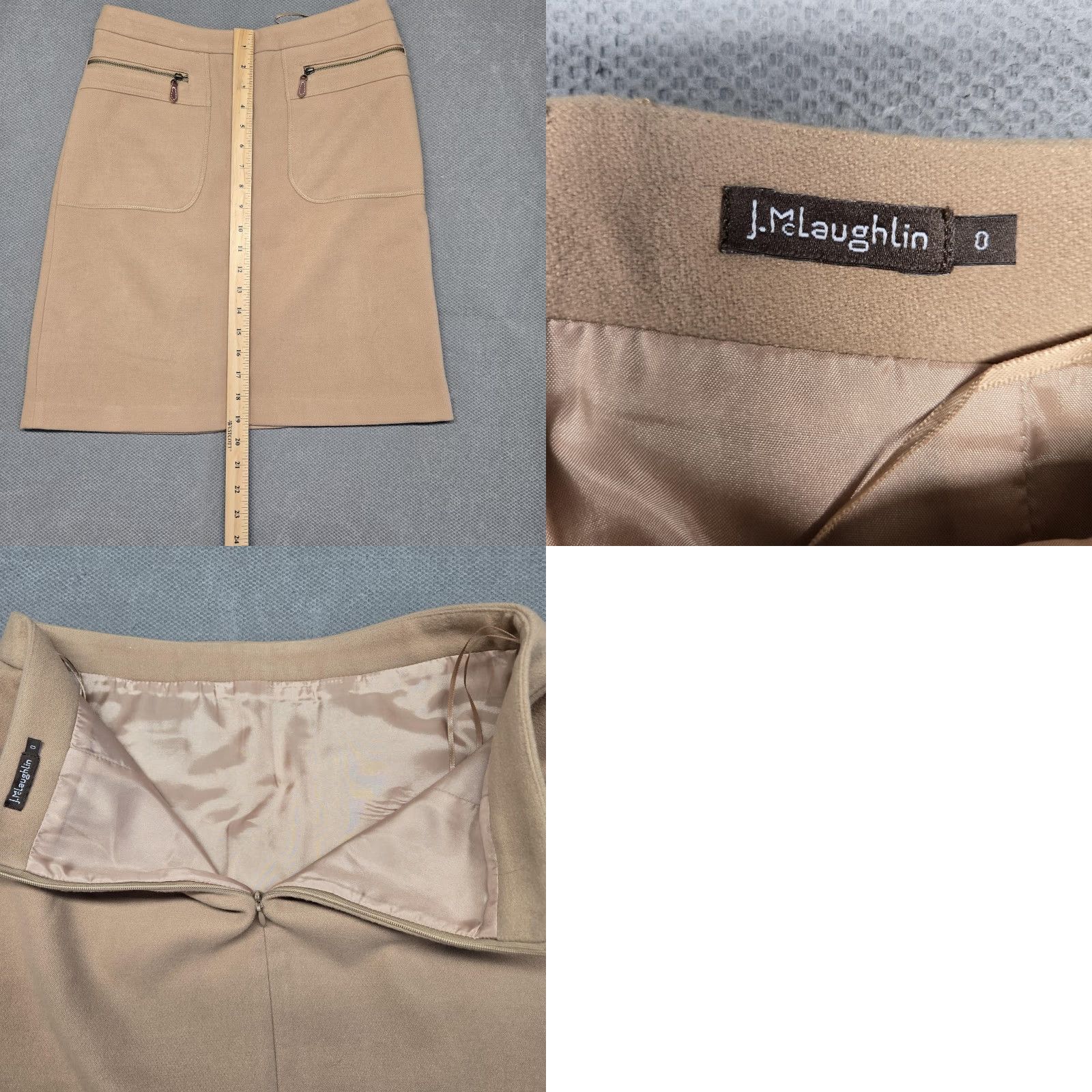 J.McLaughlin J. McLaughlin Skirt Womens 0 Beige A-Line Knee Length Lined Pockets Zip Size 25" / US 0 / IT 36 - 8 Thumbnail
