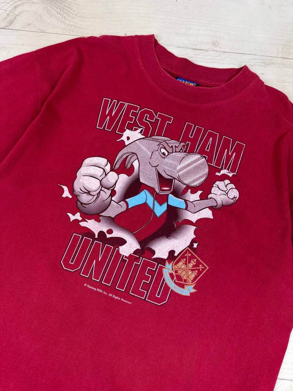 Vintage West Ham United Nutmeg Mills Breakthrough T Shirt 90s Size US XL / EU 56 / 4 - 5 Thumbnail