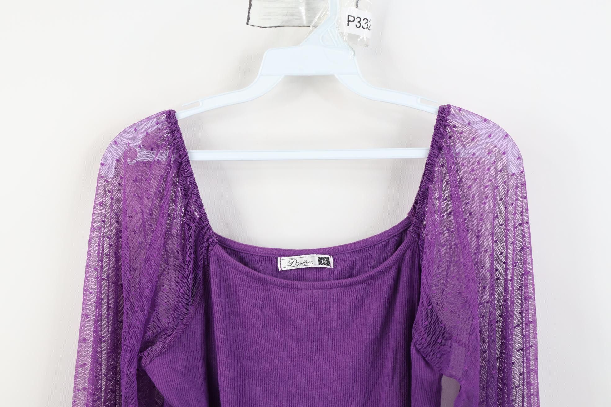 Vintage Vintage 90s Y2K Babydoll Fairy Mesh Ribbed Long Sleeve Shirt Size M / US 6-8 / IT 42-44 - 2 Thumbnail