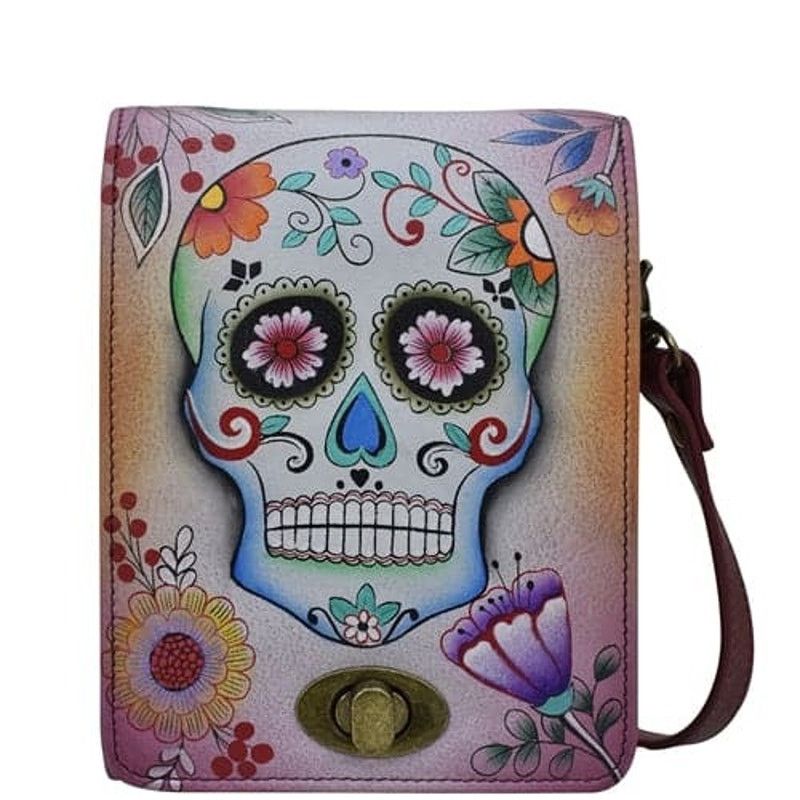Designer Anna Sugar Skull Leather Flap Convertible Crossbody Bag Size ONE SIZE - 1 Thumbnail
