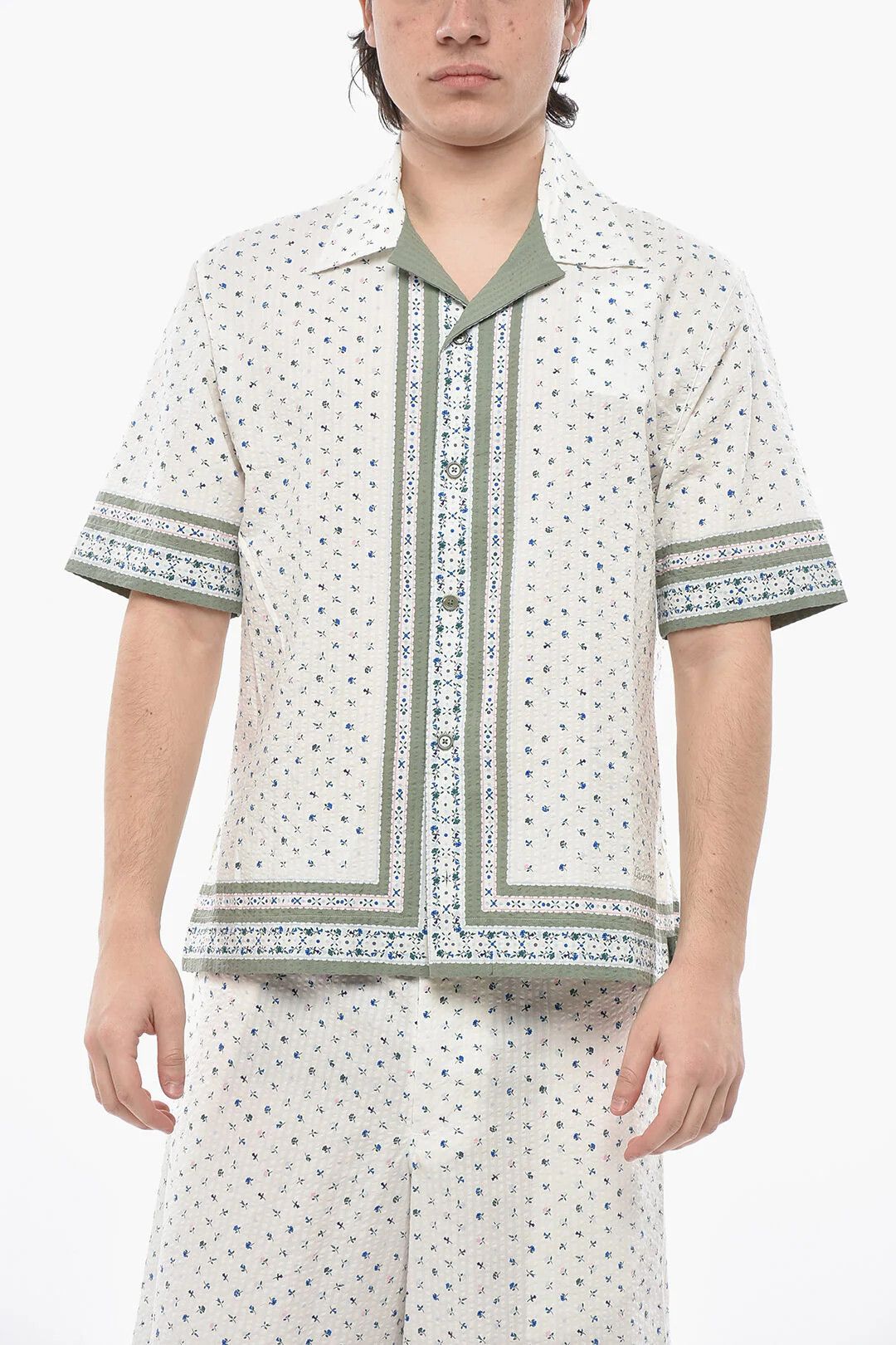 Givenchy og1mm0326 Textured Cotton Bowling Shirt in White Size US XS / EU 42 / 0 - 1 Thumbnail