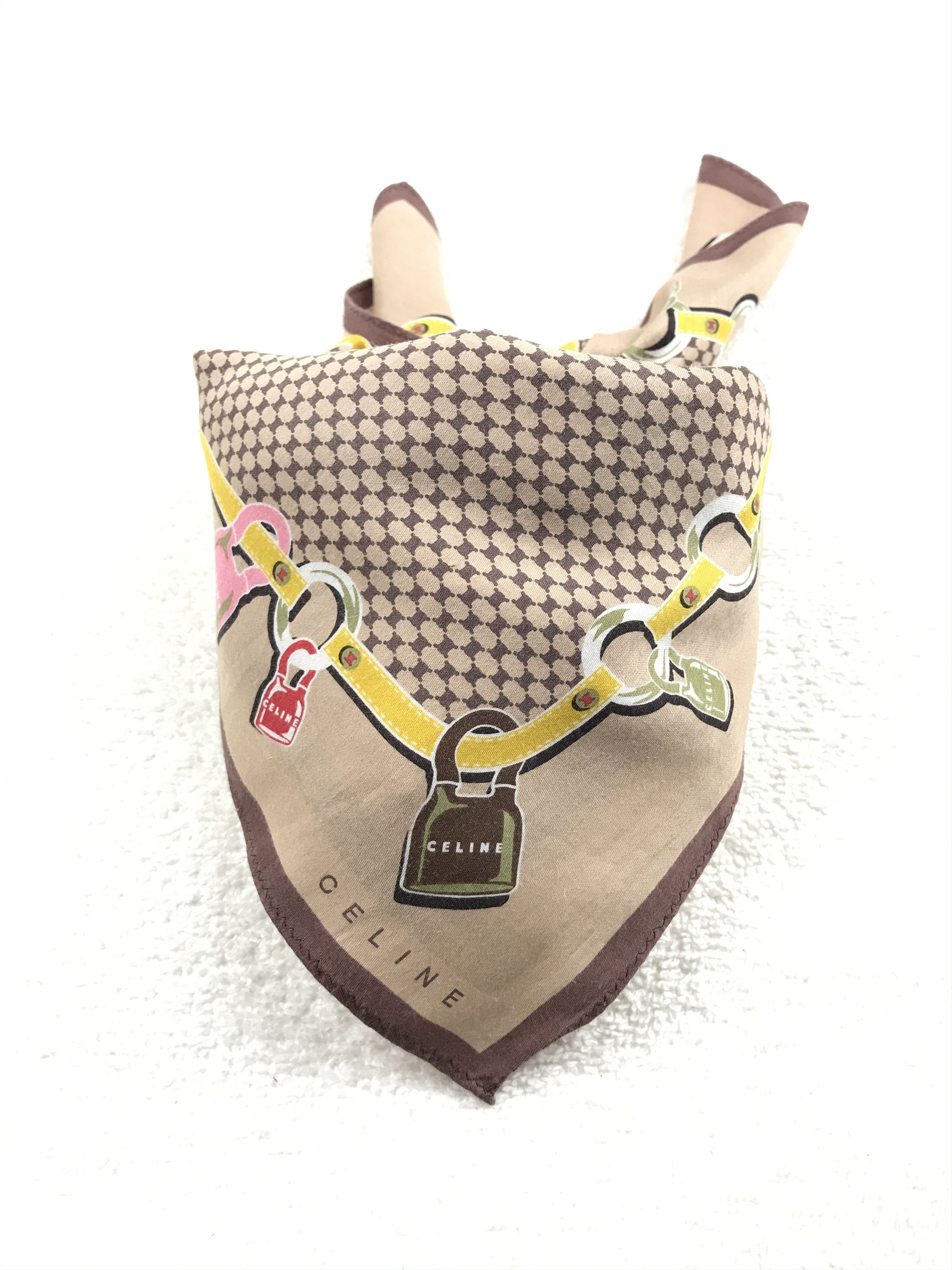 Celine × Vintage Vintage Celine Monogram Bandana Neckerchief Handkerchief Size ONE SIZE - 3 Thumbnail