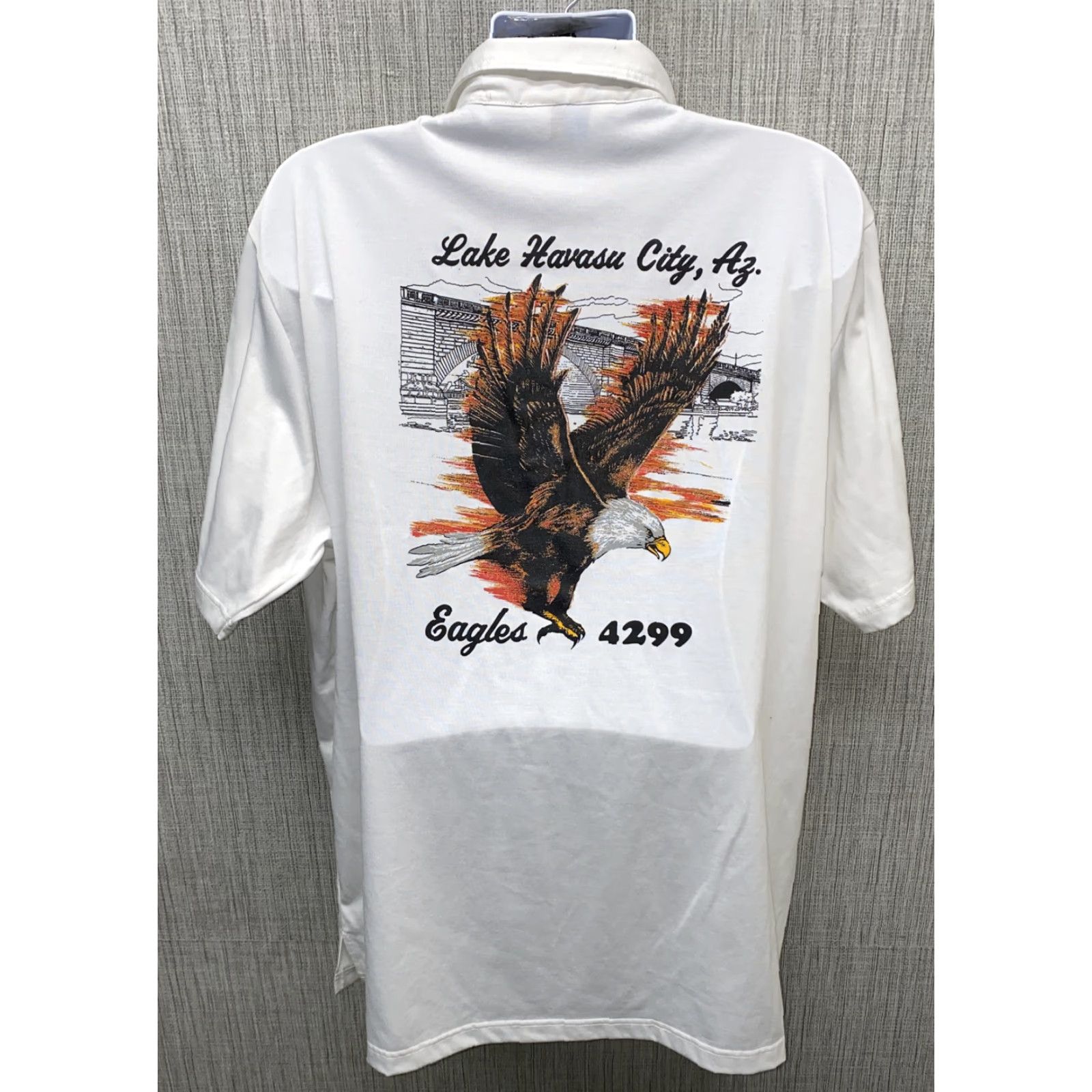 Vintage Sunrise Polo Shirt Men 3XL White Golf Short Sleeve Polyester Blend Lac?e Havasu EAGLES CLUB Size US XXL / EU 58 / 5 - 2 Thumbnail