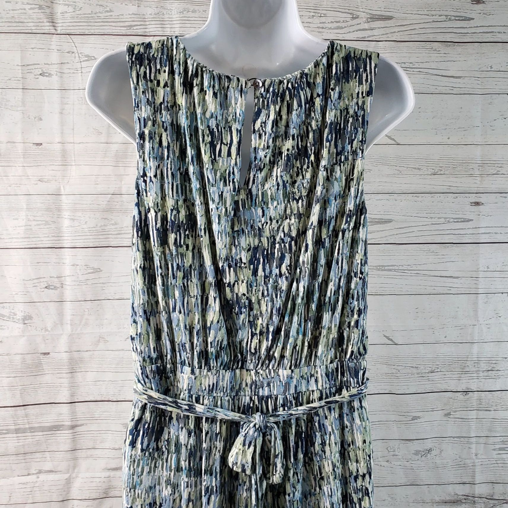 NIC+ZOE NIC+ZOE Jumpsuit Womens Size M Cropped Sleeveless Green Blue Scoop Neck One-Piece Crop 90s Style? Size 32" / US 10 / IT 46 - 4 Thumbnail