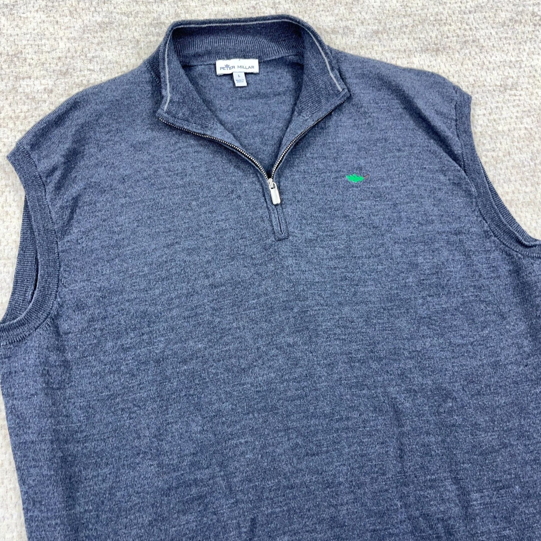 Peter Millar Peter Millar Sweater Vest Men Large Blue Knit Quarter Zip Mock Neck Size US L / EU 52-54 / 3 - 2 Thumbnail