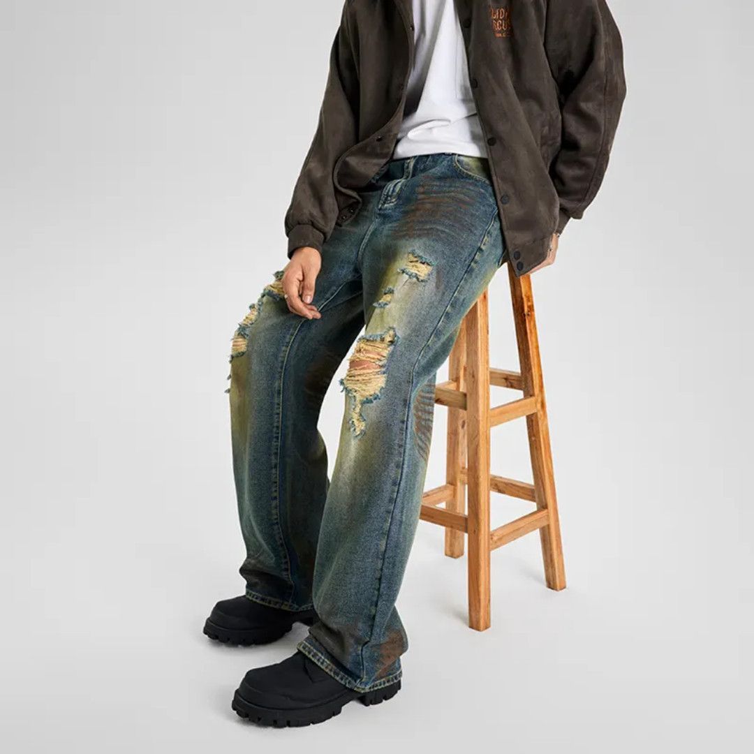 Japanese Brand High street vintage ripped jeans straight leg Size US 29 - 3 Thumbnail