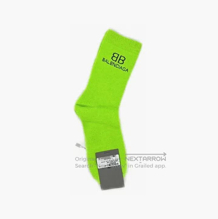 Balenciaga Balenciaga Green Logo Embroidered Knit Socks. Size ONE SIZE - 3 Thumbnail