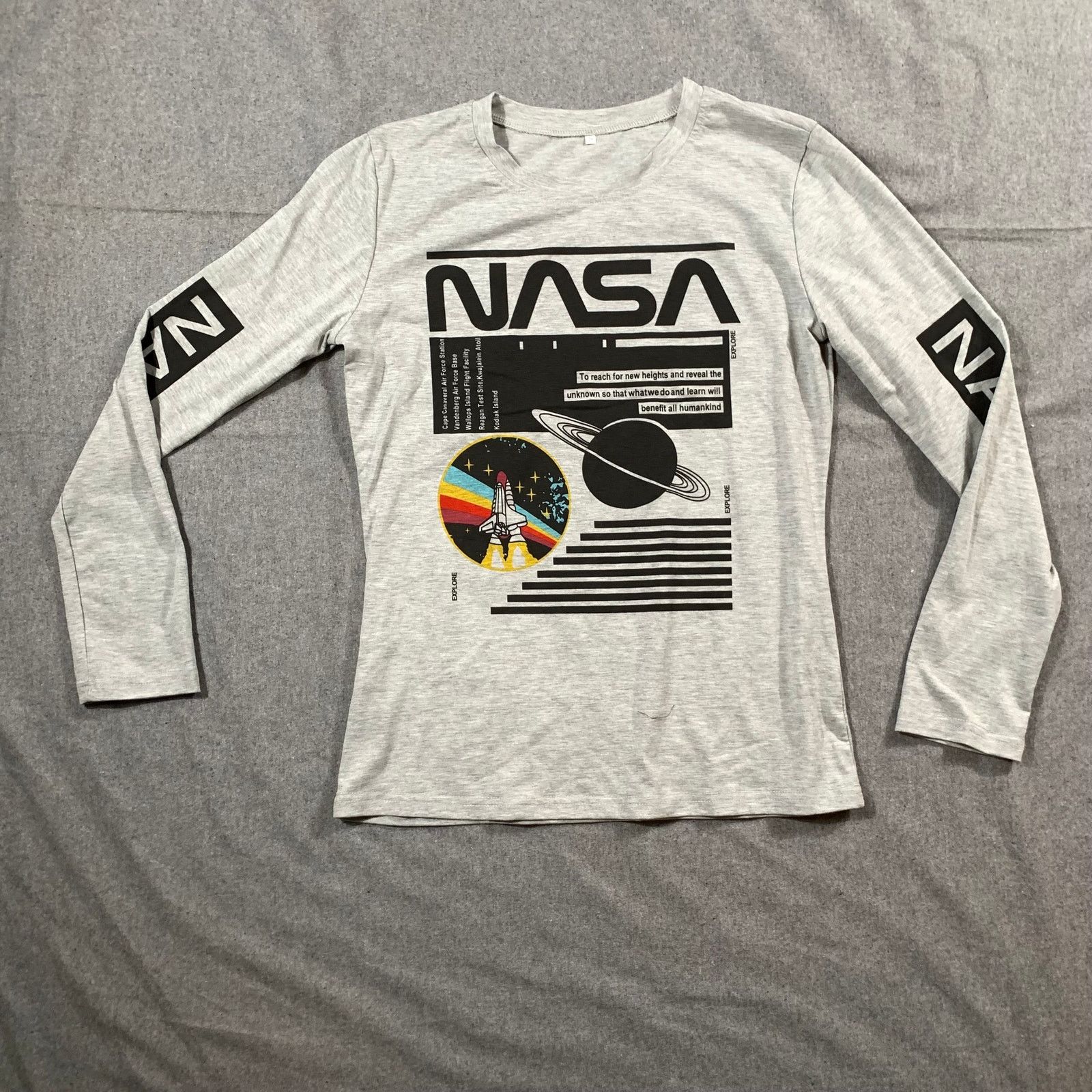 NASA NASA Shirt Women Small Gray Casual Long Sleeve T Shirt Size S / US 4 / IT 40 - 1 Thumbnail