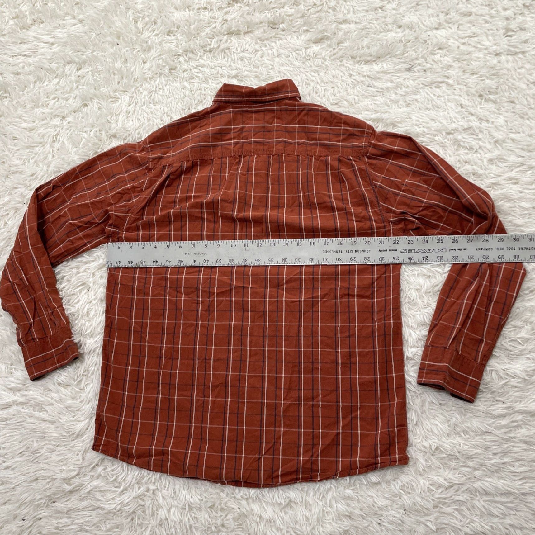 Guess VINTAGE GUESS Long Sleeve Shirt Men M Burnt Orange Western Plaid Streetwear Outdoor Size US M / EU 48-50 / 2 - 7 Thumbnail