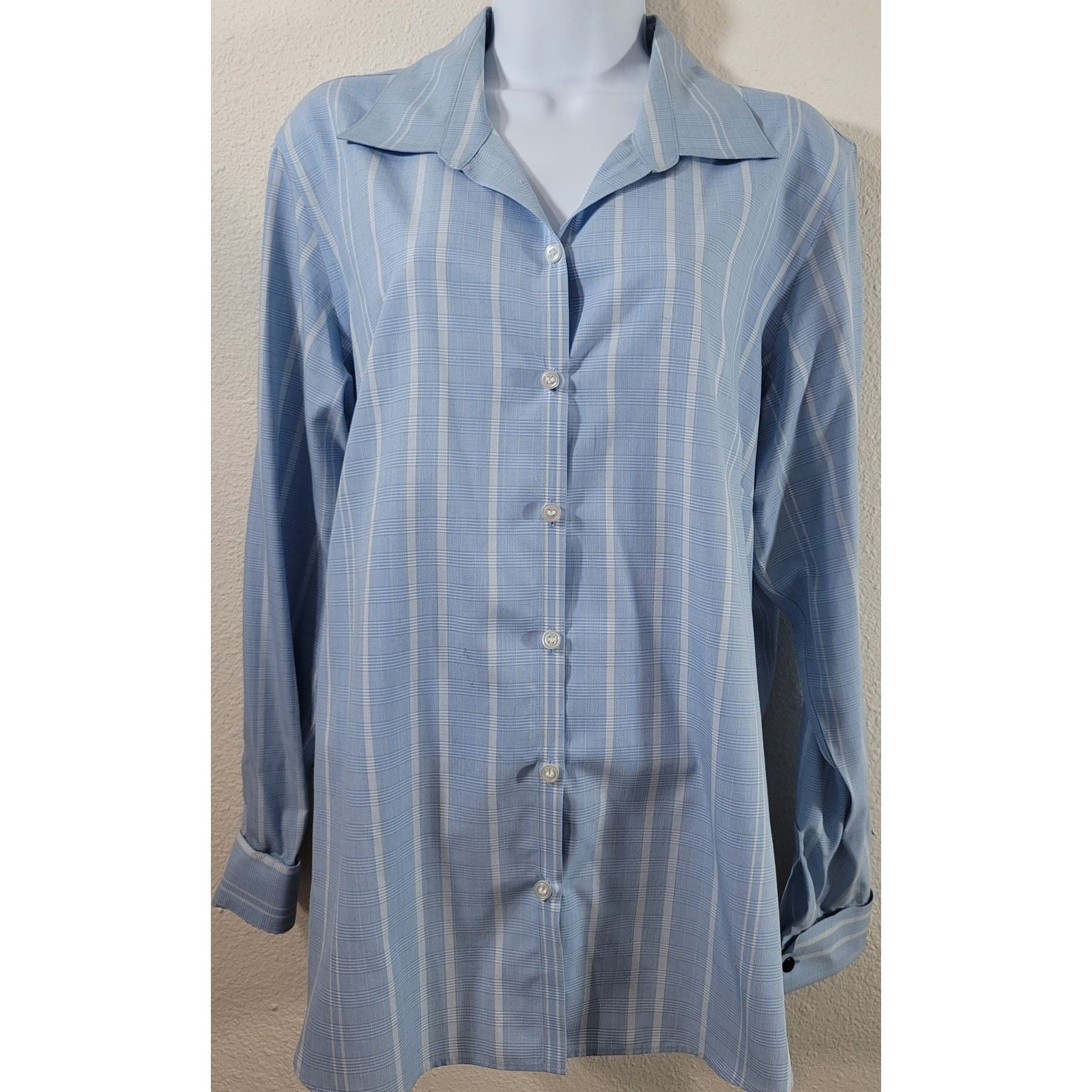 Other Liz Claiborne Blue White Striped Button Up Non Iron Top 14 Size XL / US 12-14 / IT 48-50 - 5 Thumbnail